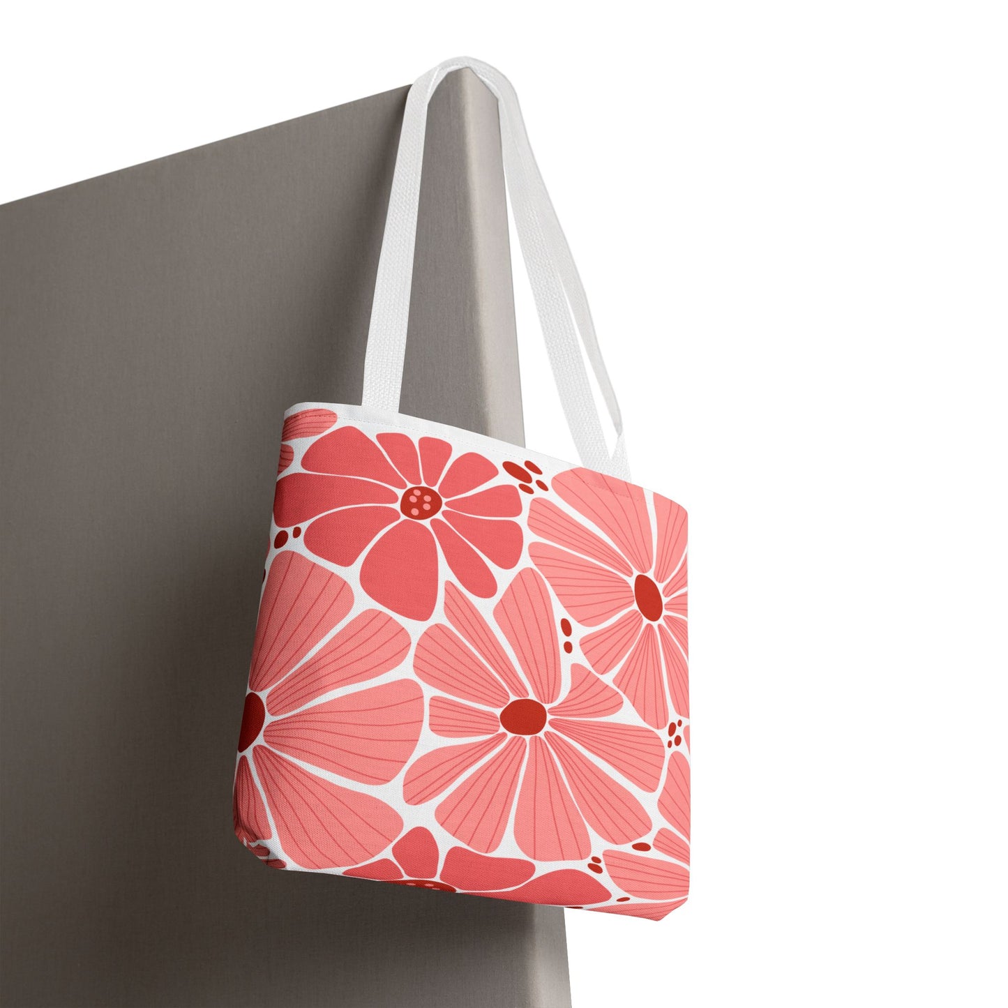 Floral Canvas Tote Bag - Pink Bloom Design