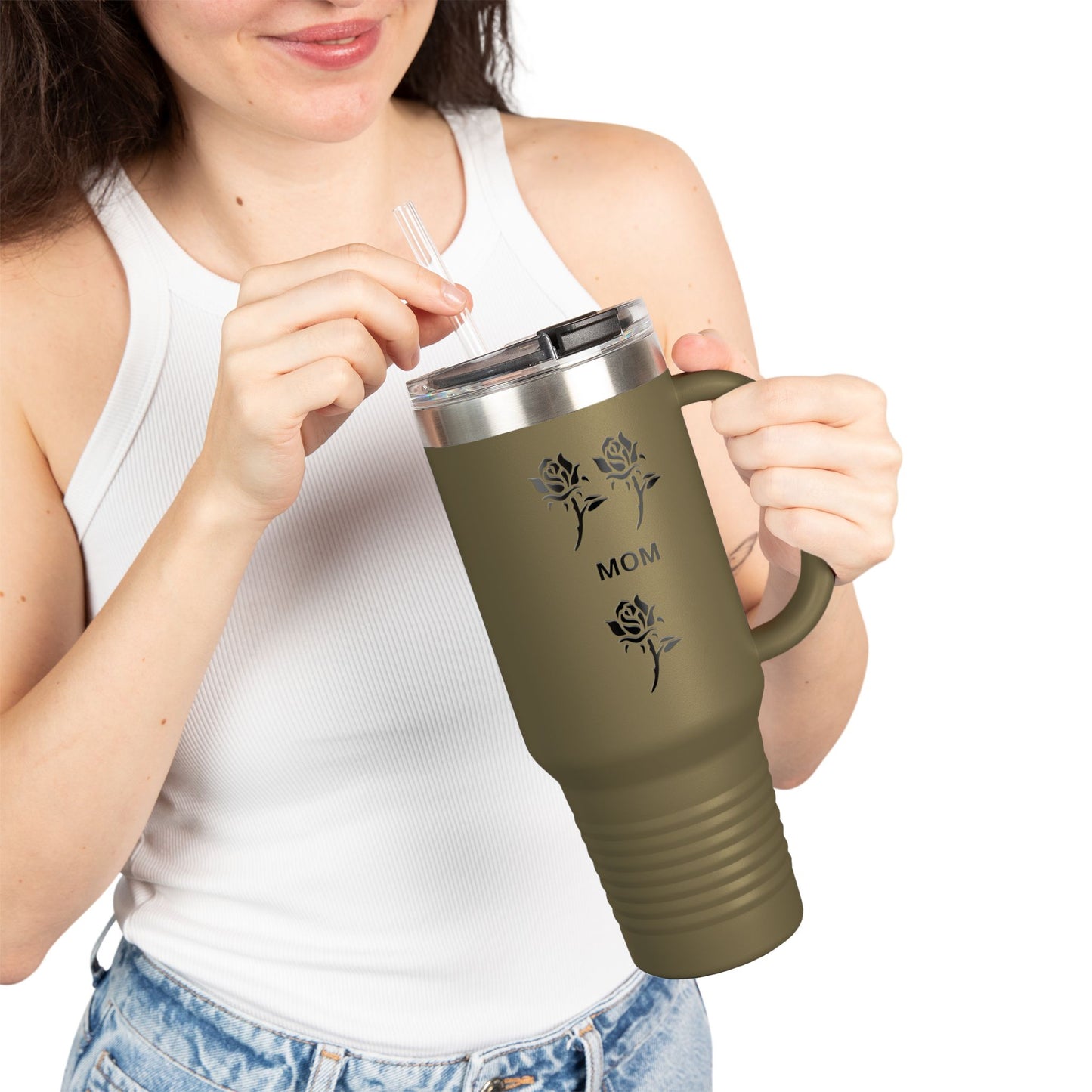 Custom Rose Mom Insulated Travel Mug - 40oz