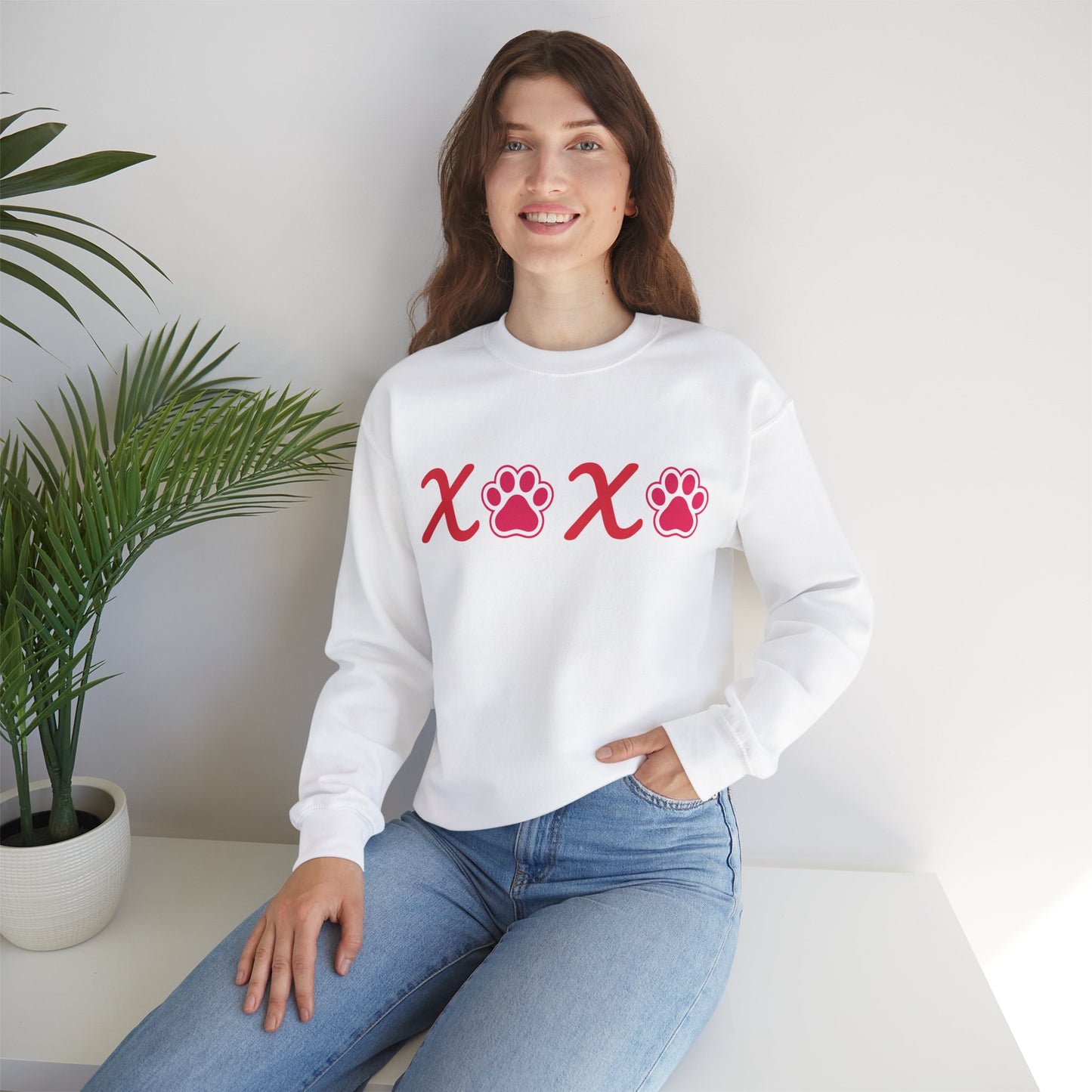 Valentine's Day Dog Lover Sweatshirt - XOXO Unisex Crewneck Sweatshirt
