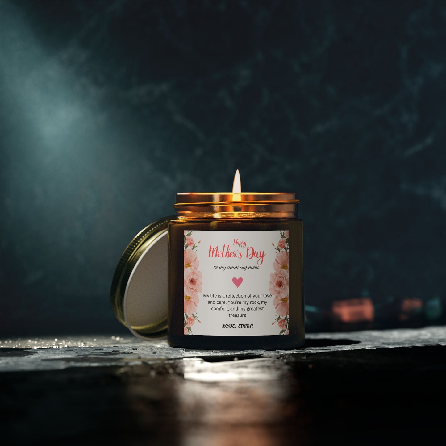 Personalized Mother's Day Scented Candles, Coconut Apricot Wax