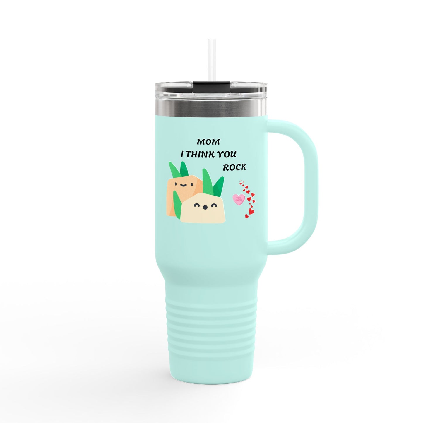 Mom I Think You Rock Insulated Travel Mug - 40oz | Cute Gift for Mom