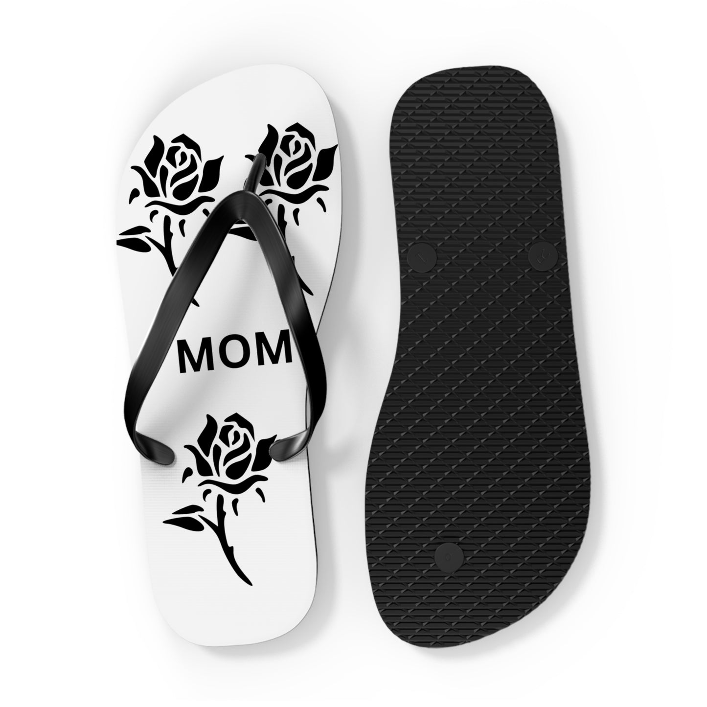 Custom Mom Flip Flops - Rose Design for Summer Comfort