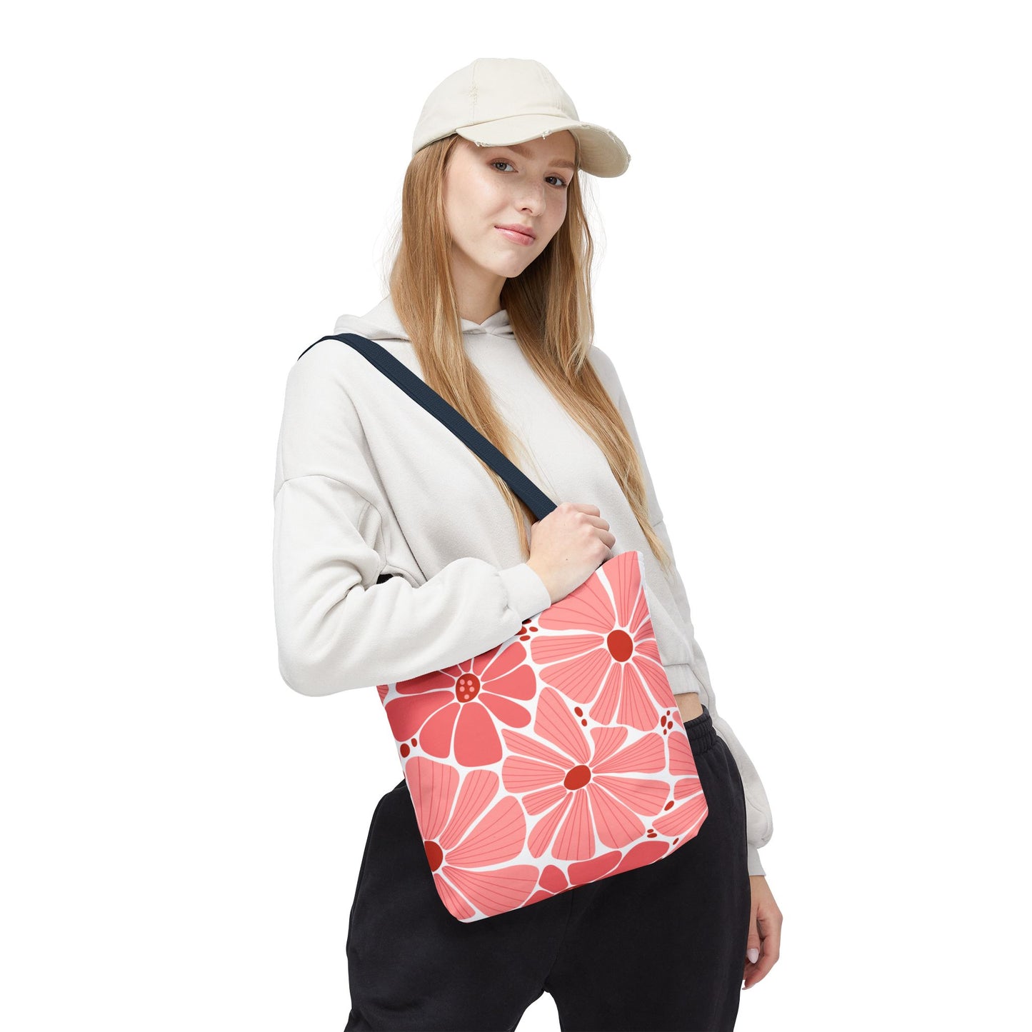 Floral Canvas Tote Bag - Pink Bloom Design