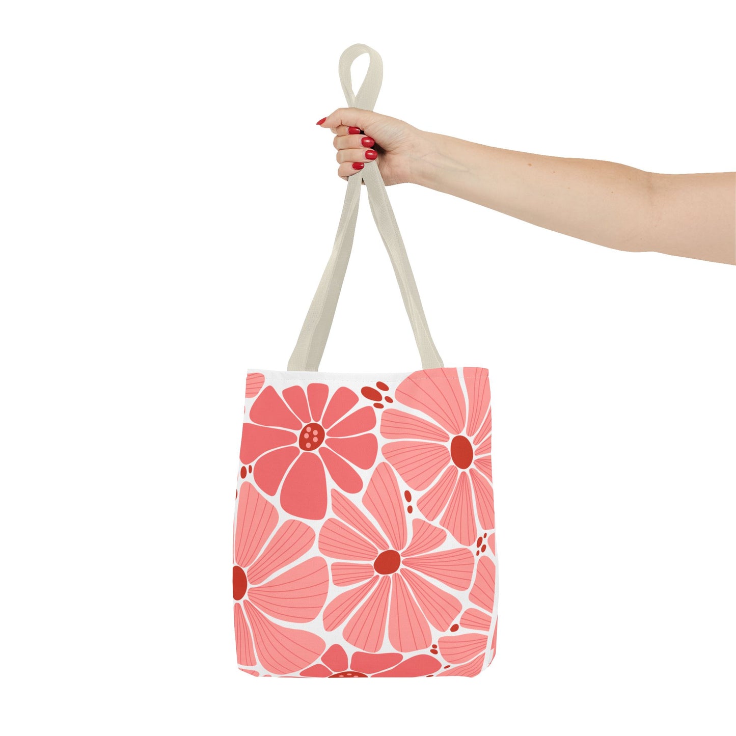 Floral Canvas Tote Bag - Pink Bloom Design