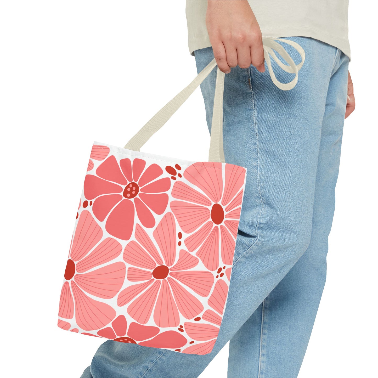 Floral Canvas Tote Bag - Pink Bloom Design