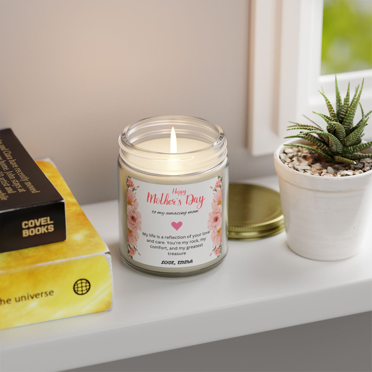 Personalized Mother's Day Scented Candles, Coconut Apricot Wax