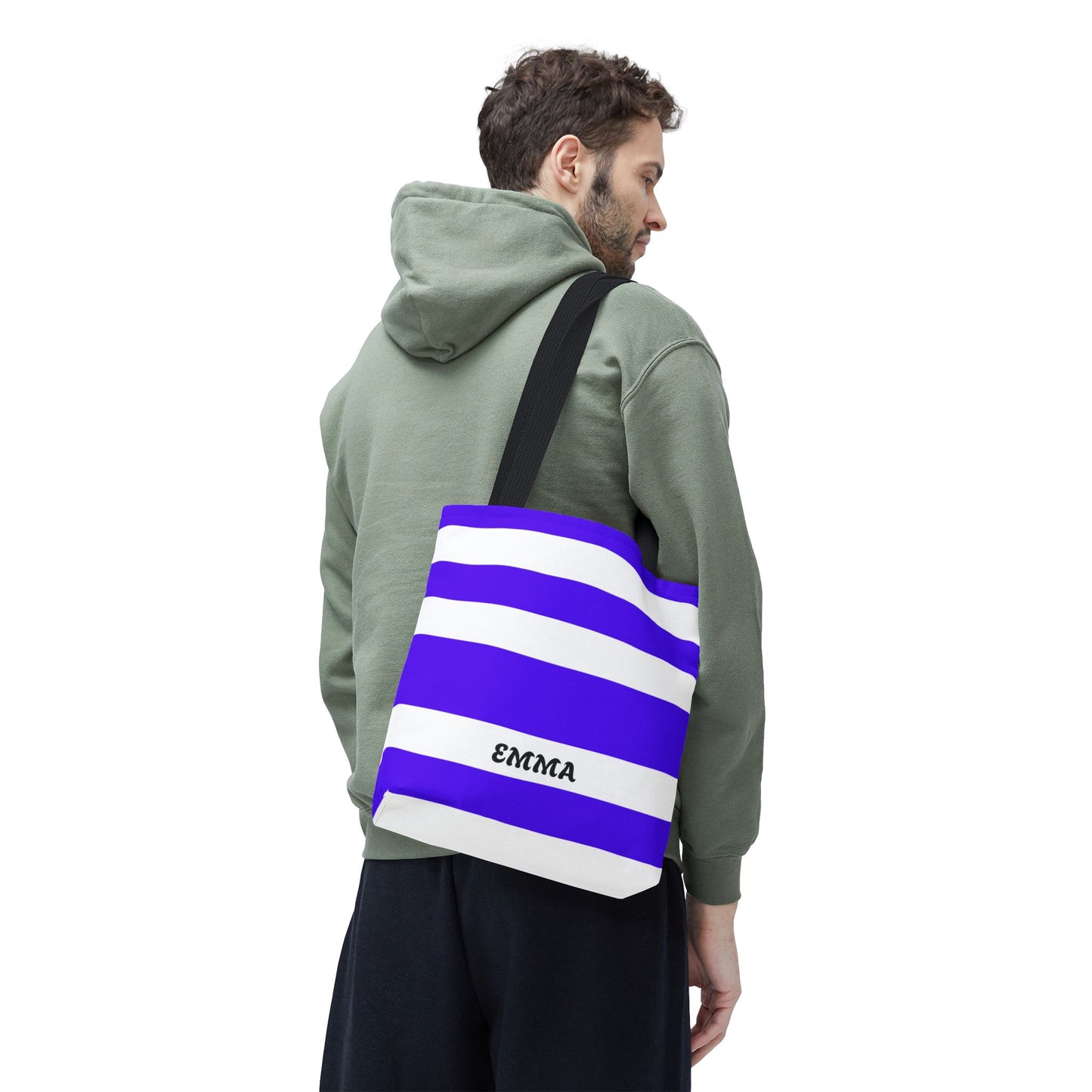 Personalized Striped Tote Bag - Custom Name Tote
