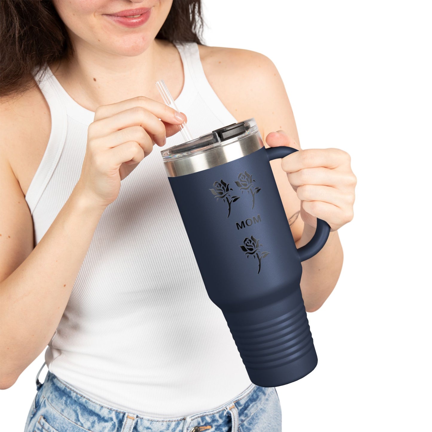 Custom Rose Mom Insulated Travel Mug - 40oz