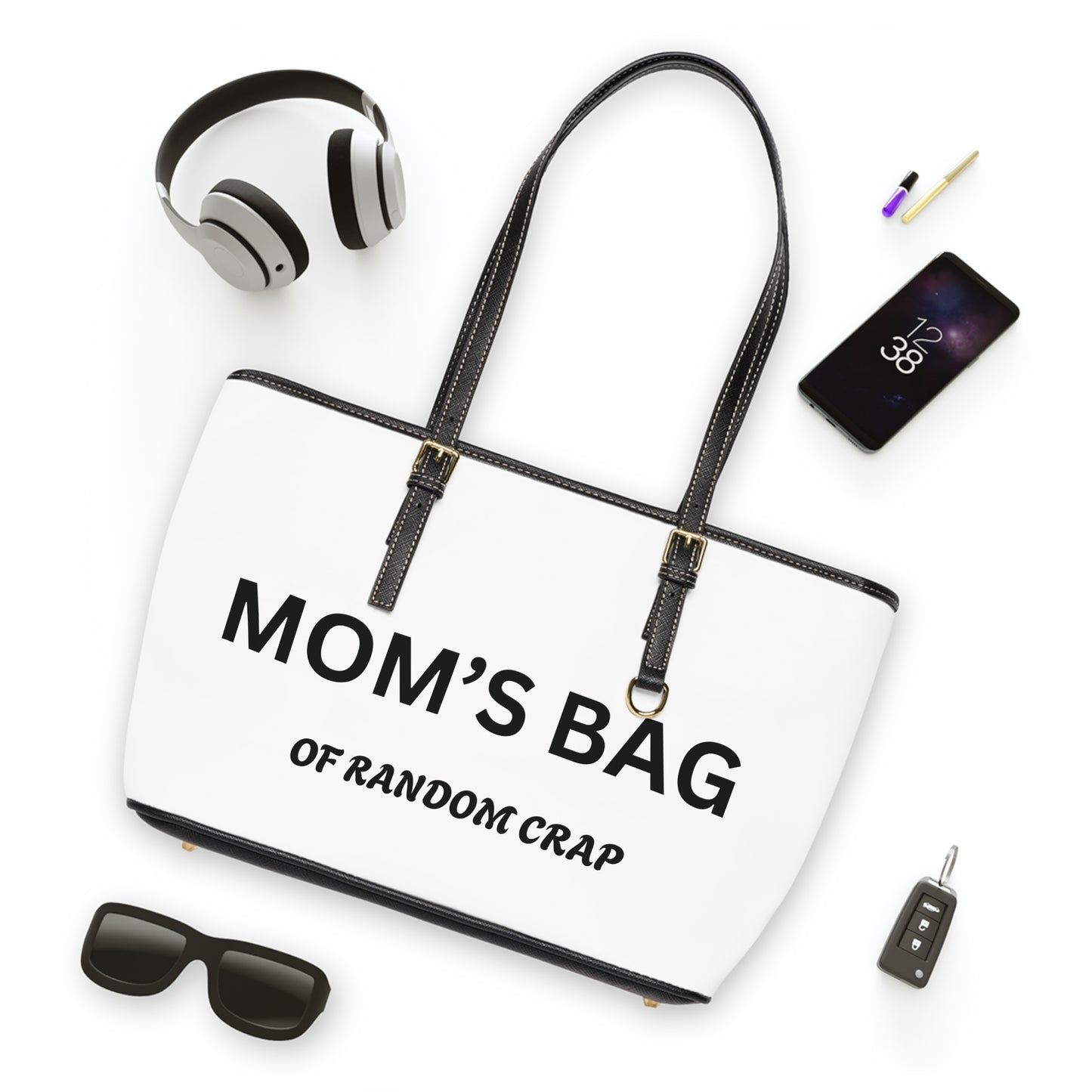 Mom's Bag of Random Crap Leather Shoulder Bag