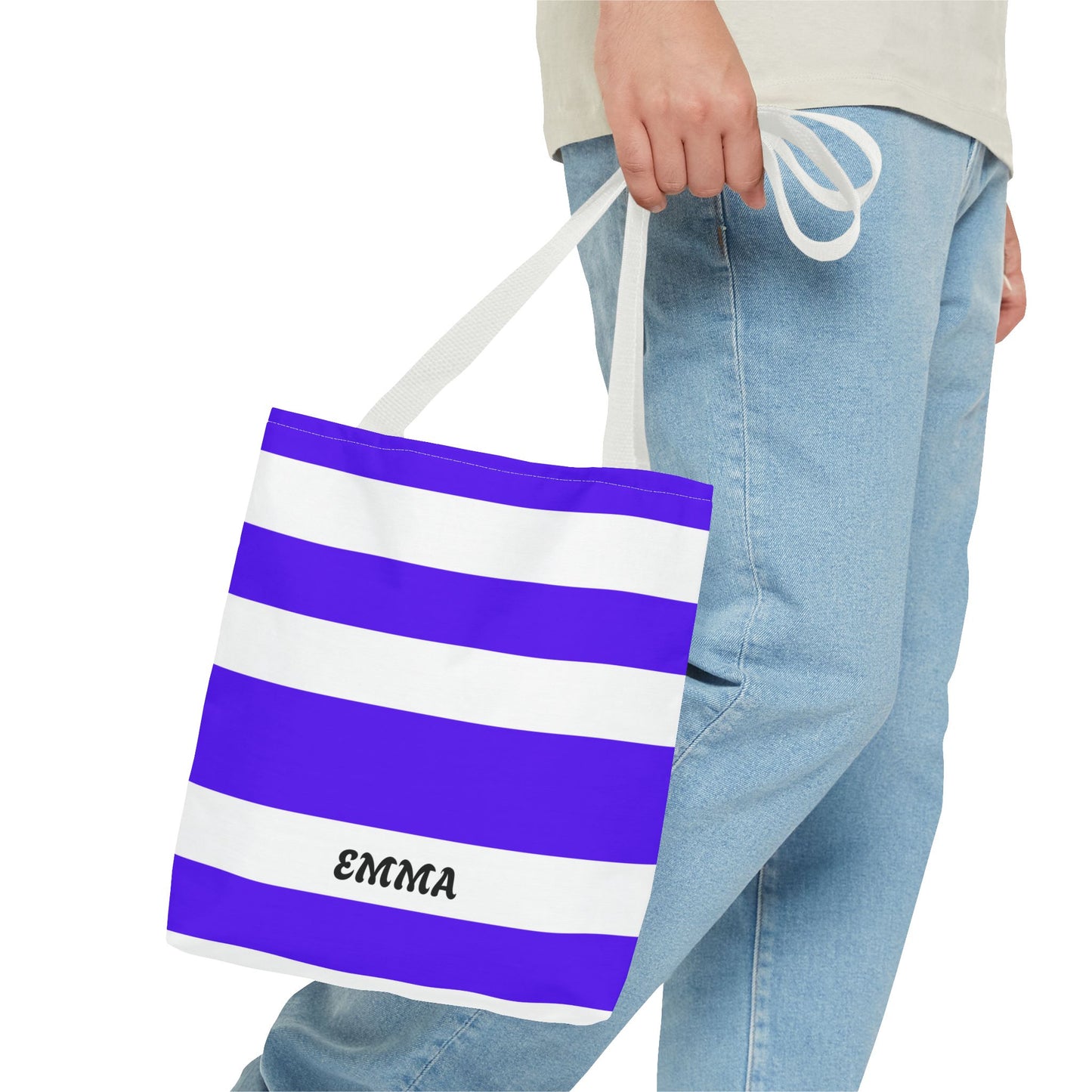 Personalized Striped Tote Bag - Custom Name Tote