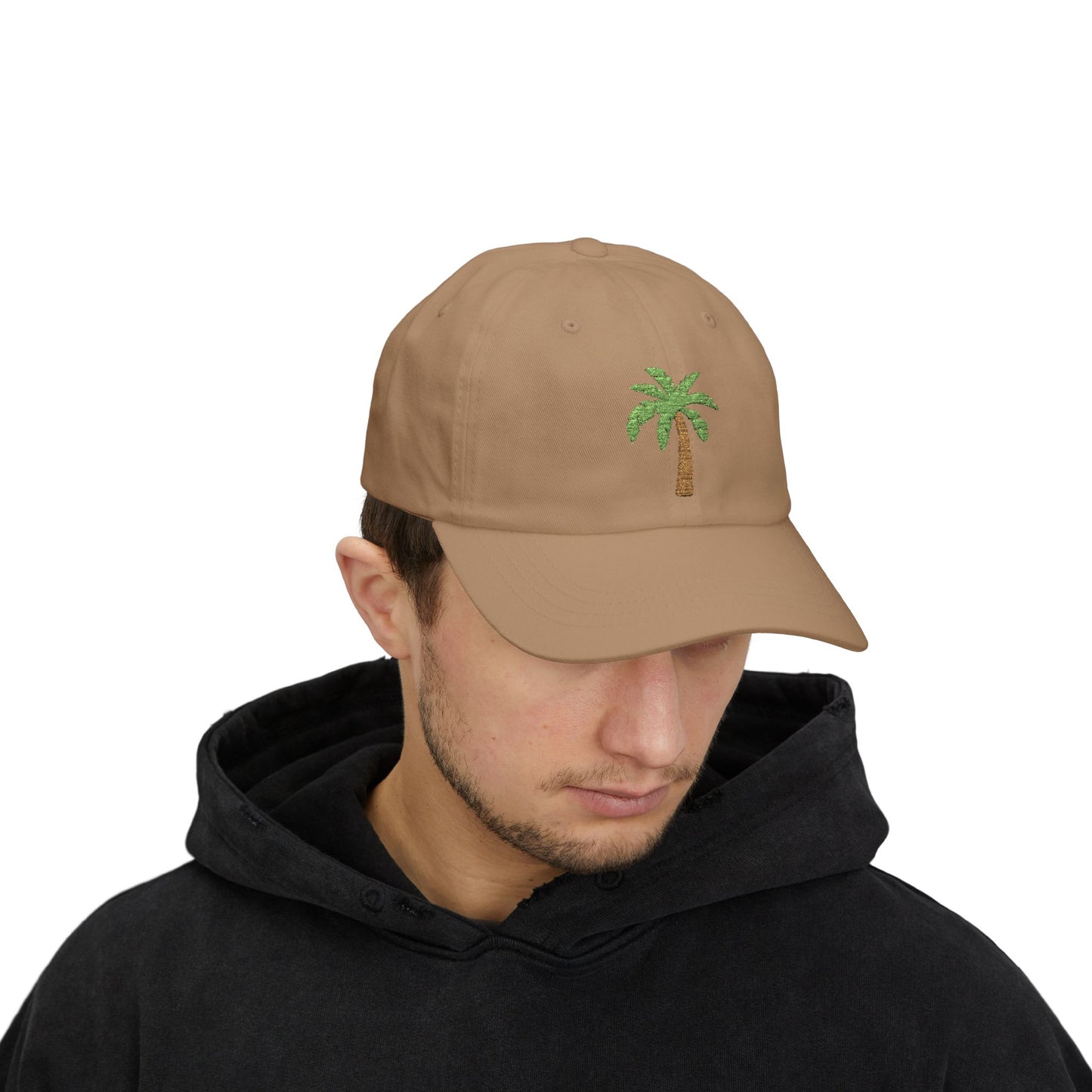 Classic White Cap with Palm Tree Embroidery