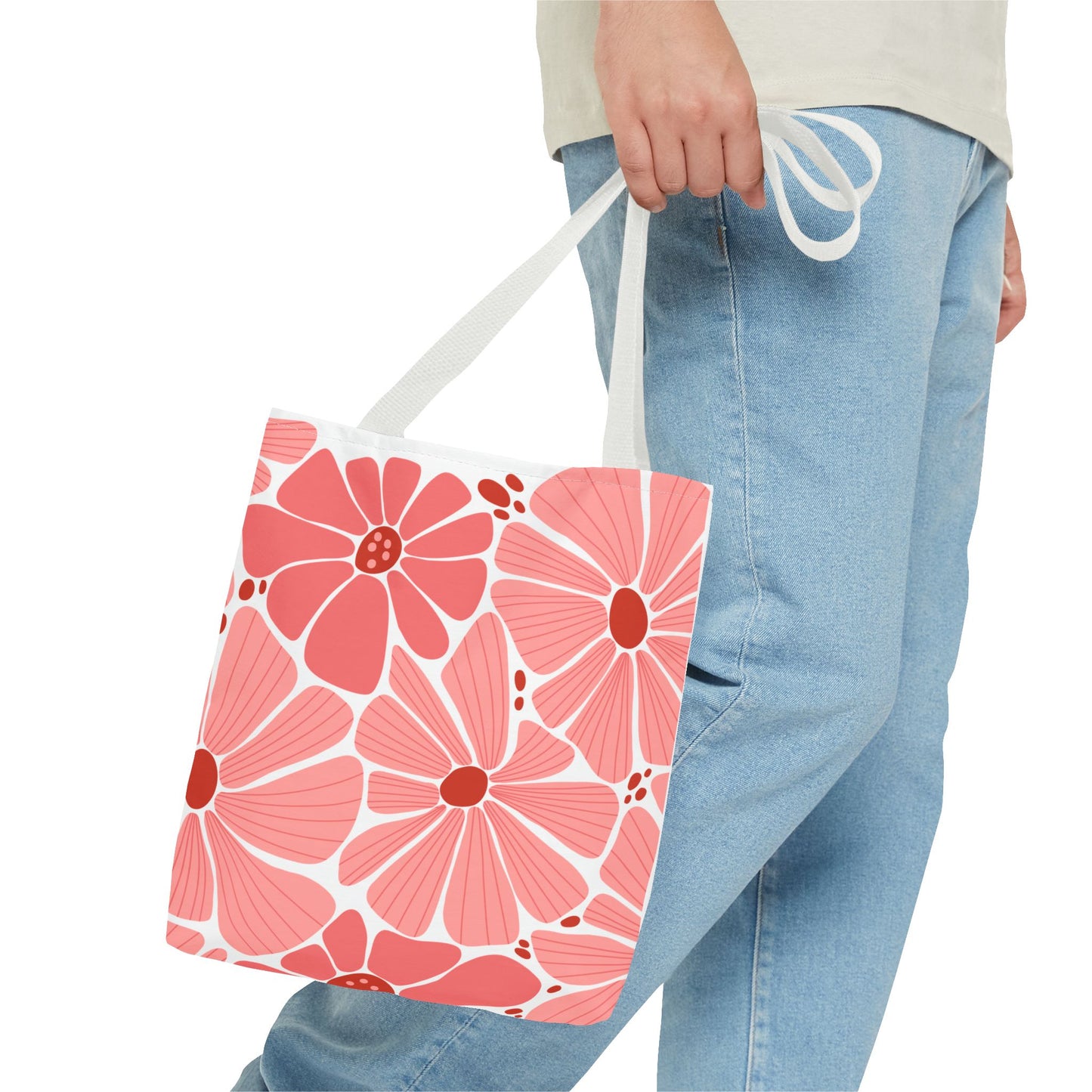 Floral Canvas Tote Bag - Pink Bloom Design