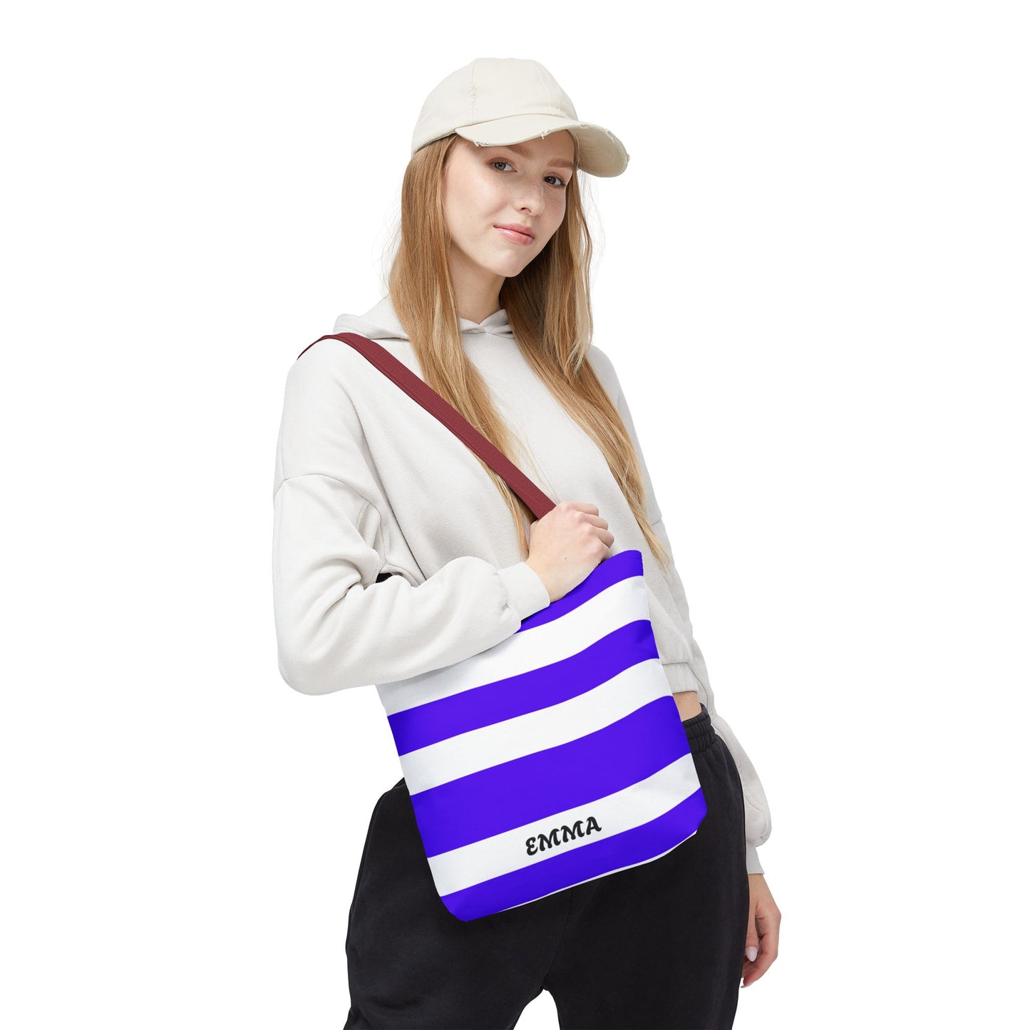 Personalized Striped Tote Bag - Custom Name Tote