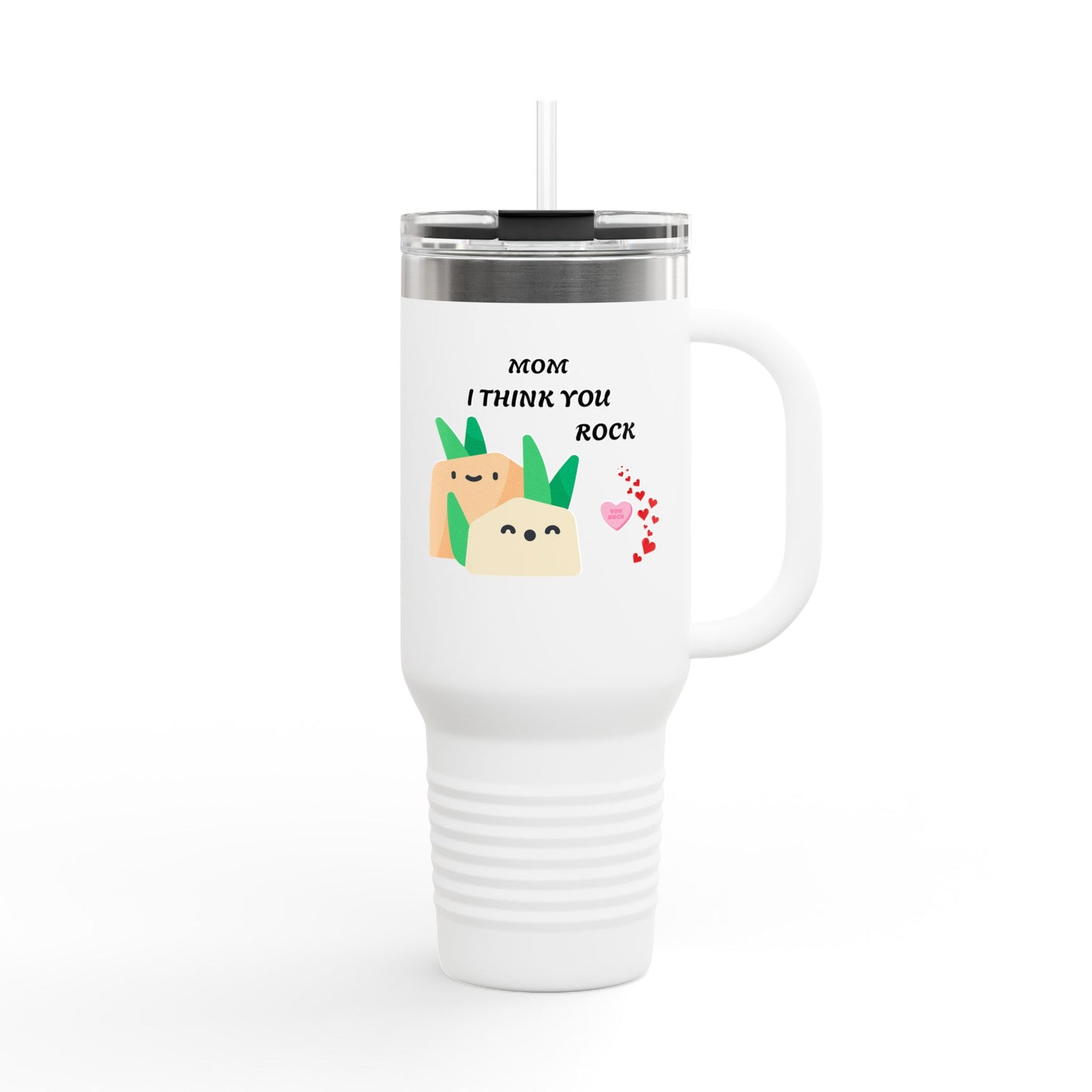 Mom I Think You Rock Insulated Travel Mug - 40oz | Cute Gift for Mom