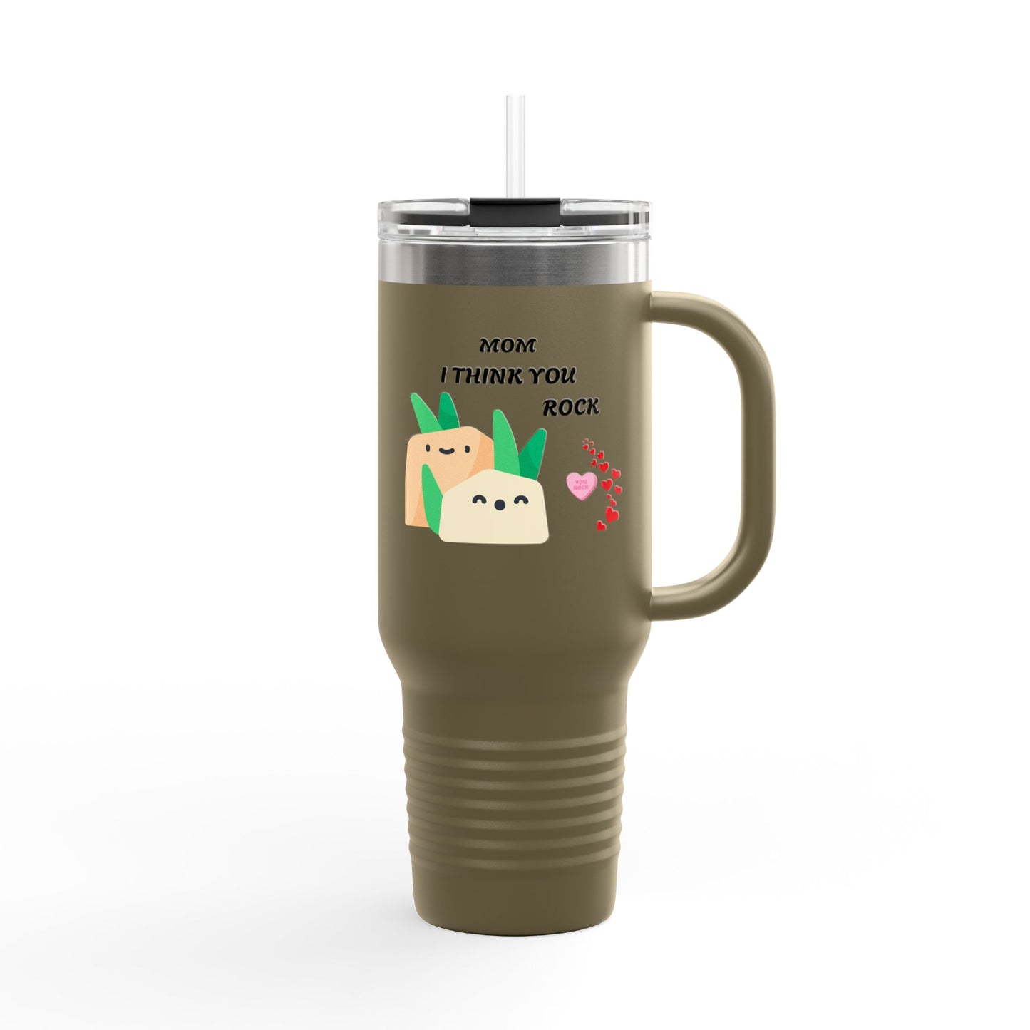 Mom I Think You Rock Insulated Travel Mug - 40oz | Cute Gift for Mom