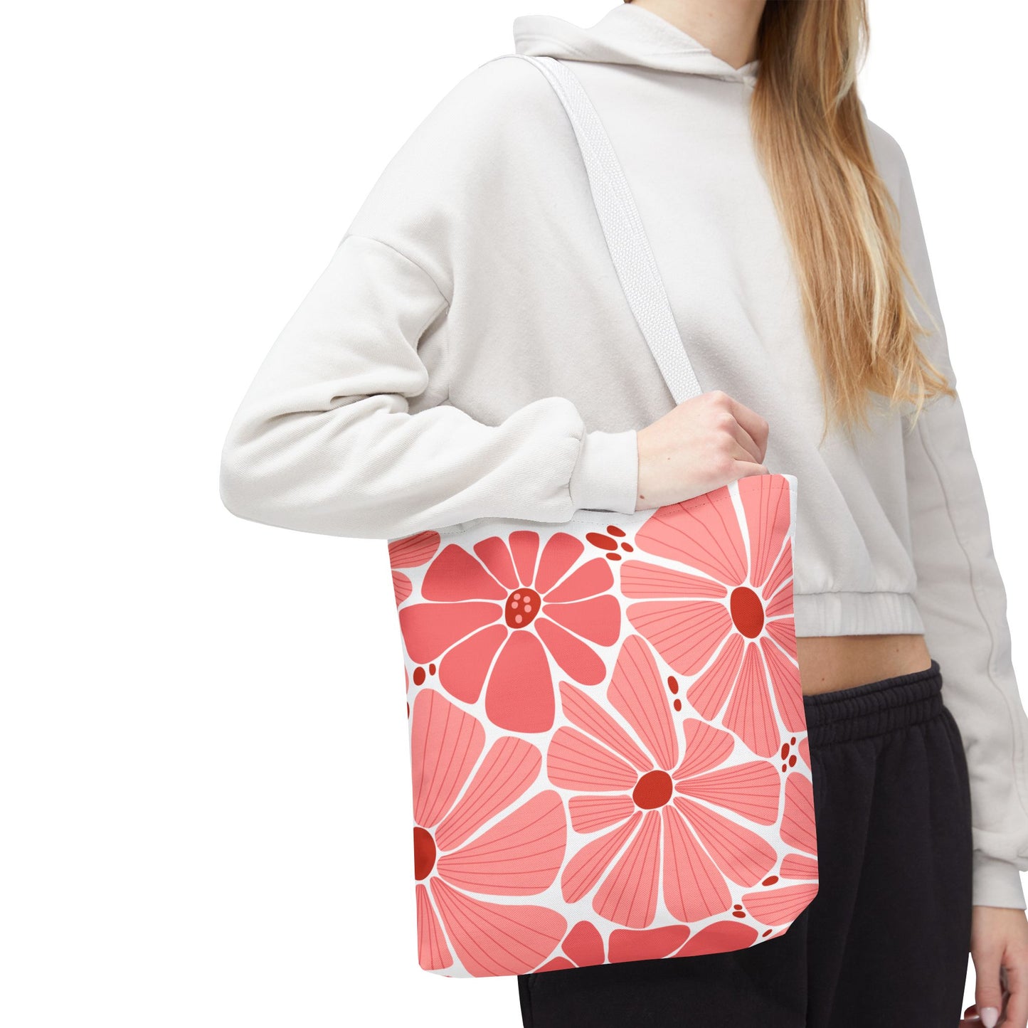 Floral Canvas Tote Bag - Pink Bloom Design