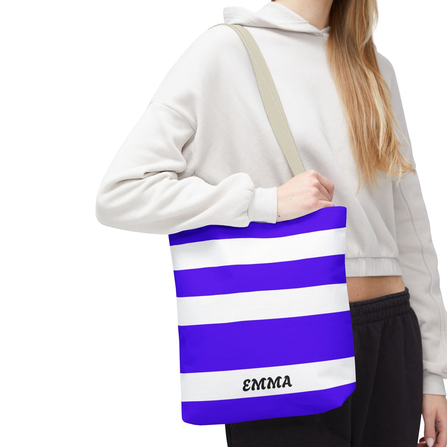 Personalized Striped Tote Bag - Custom Name Tote