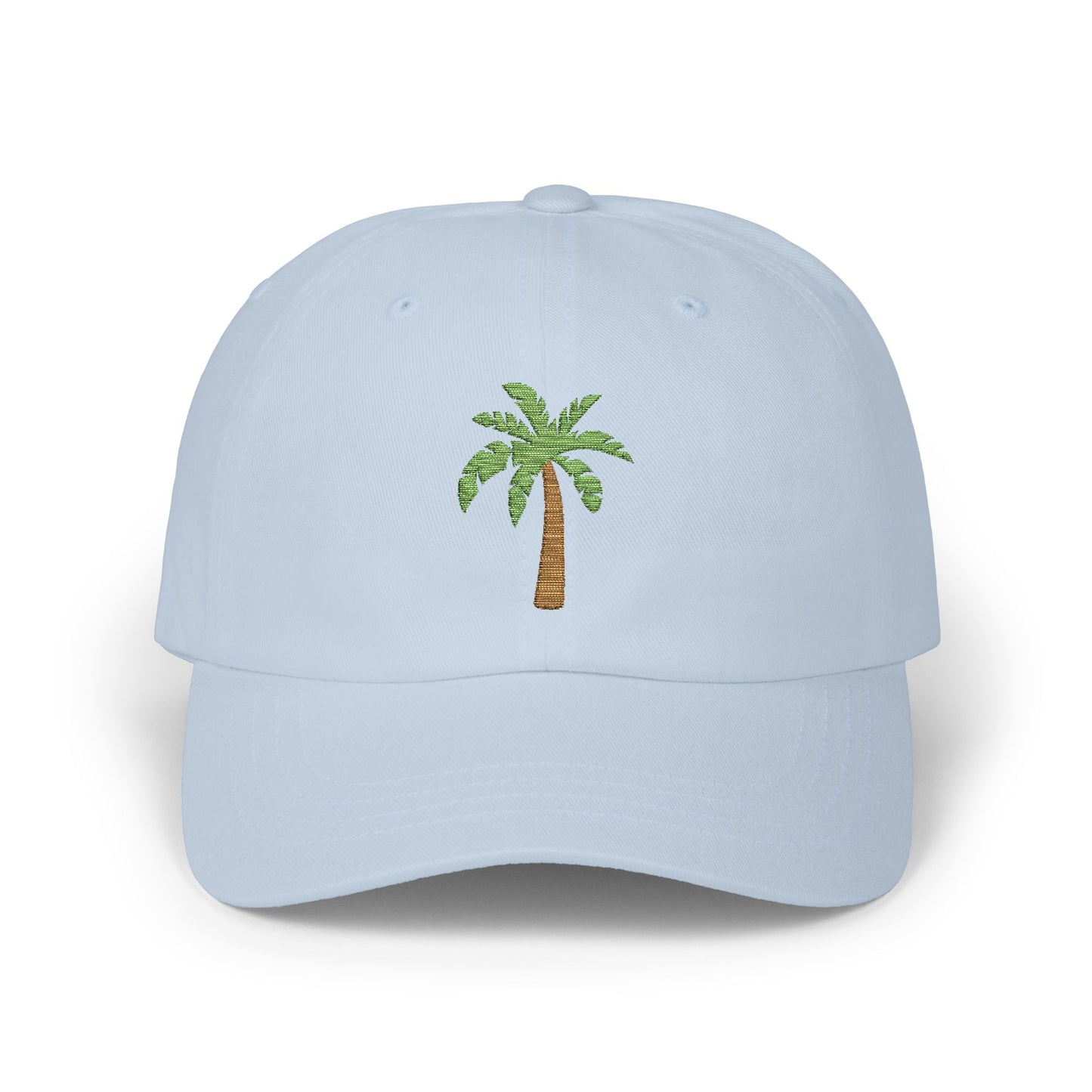 Classic White Cap with Palm Tree Embroidery
