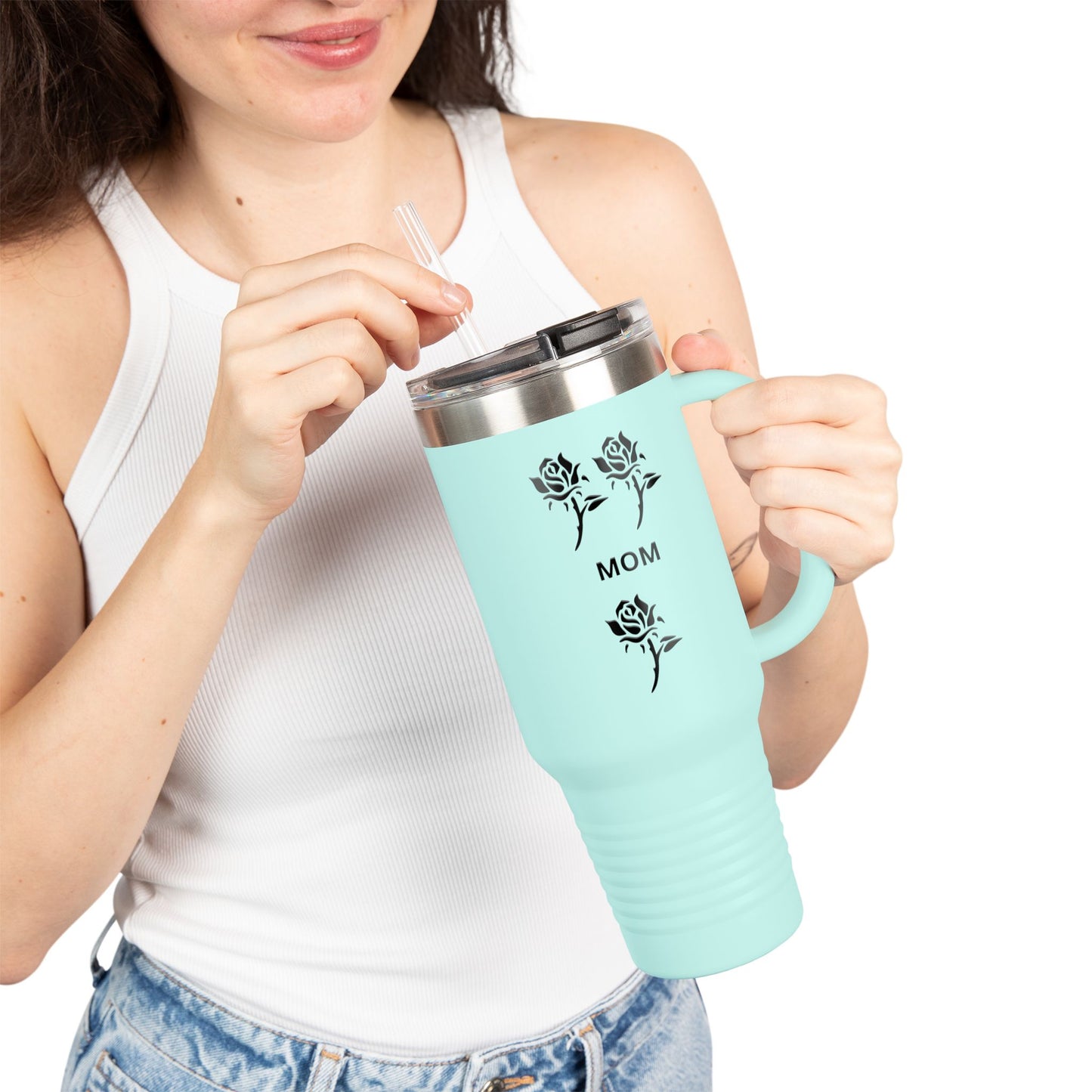 Custom Rose Mom Insulated Travel Mug - 40oz