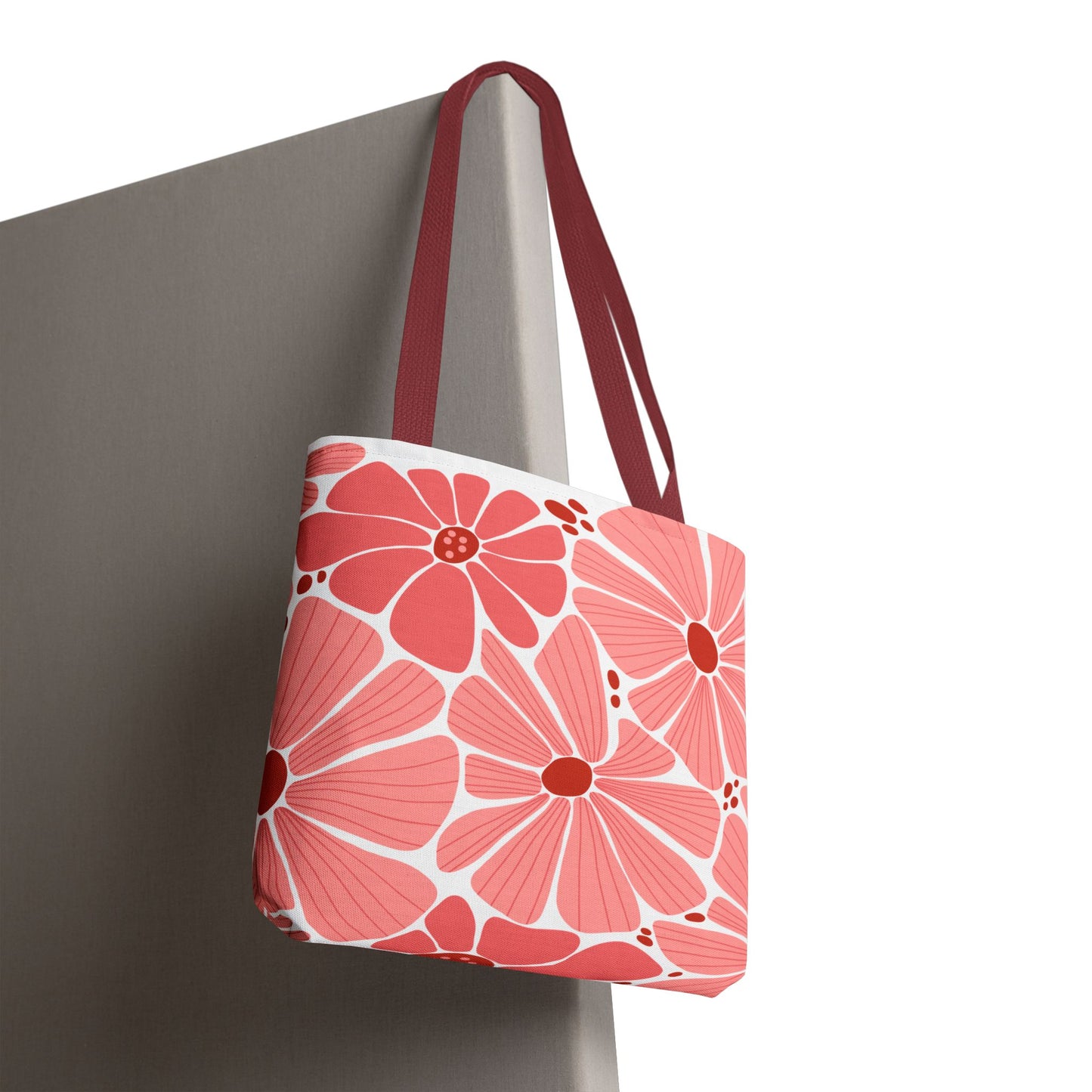 Floral Canvas Tote Bag - Pink Bloom Design