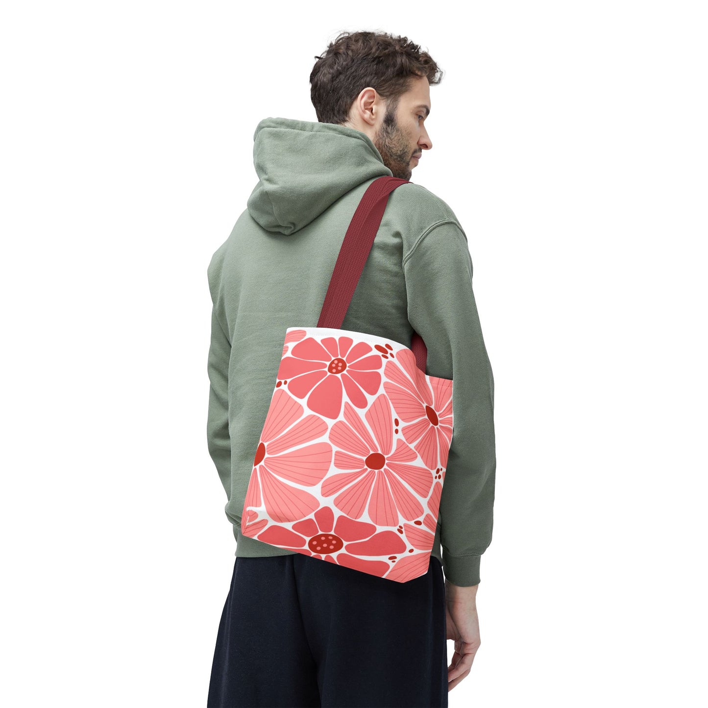 Floral Canvas Tote Bag - Pink Bloom Design