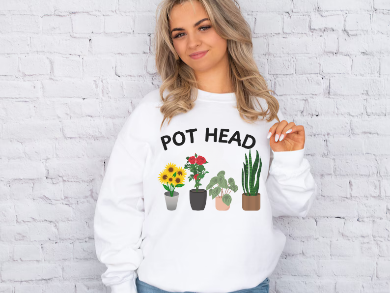 Pot Head - Funny Gardening and Plant Lover Swatshirt