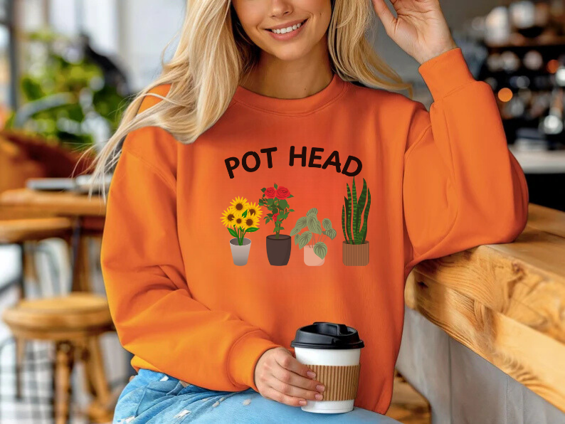 Pot Head - Funny Gardening and Plant Lover Swatshirt