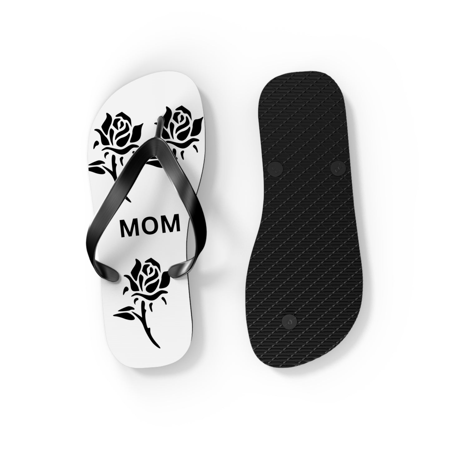 Custom Mom Flip Flops - Rose Design for Summer Comfort