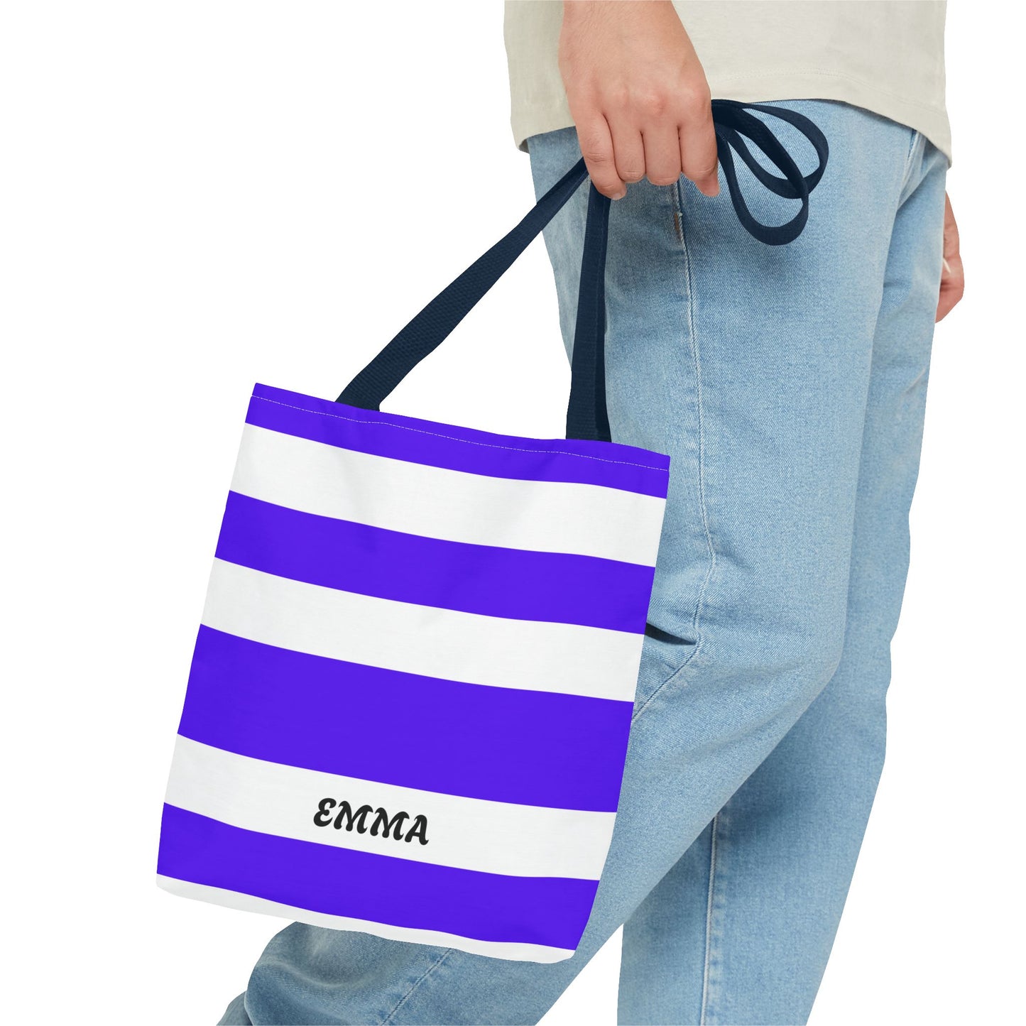 Personalized Striped Tote Bag - Custom Name Tote
