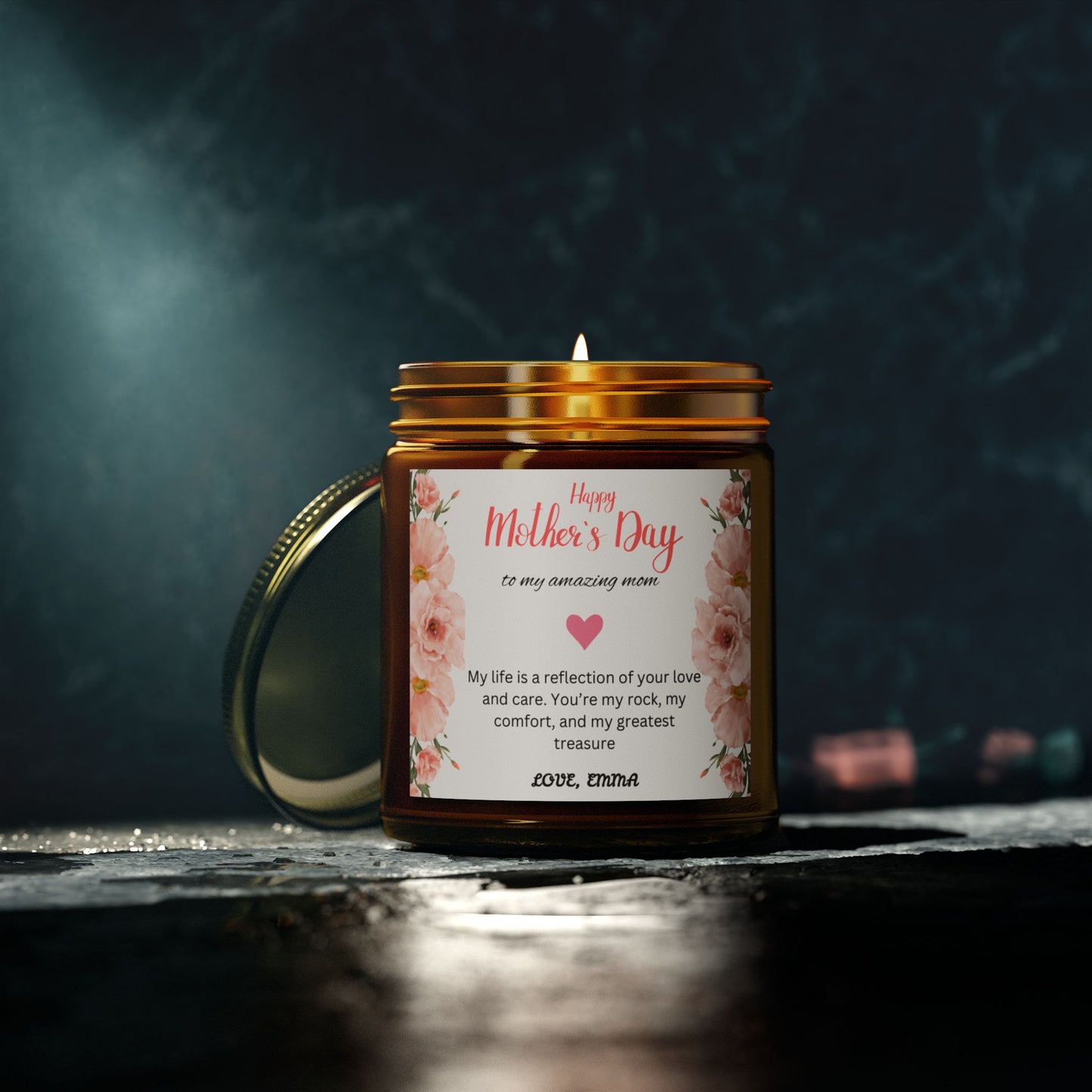 Personalized Mother's Day Scented Candles, Coconut Apricot Wax