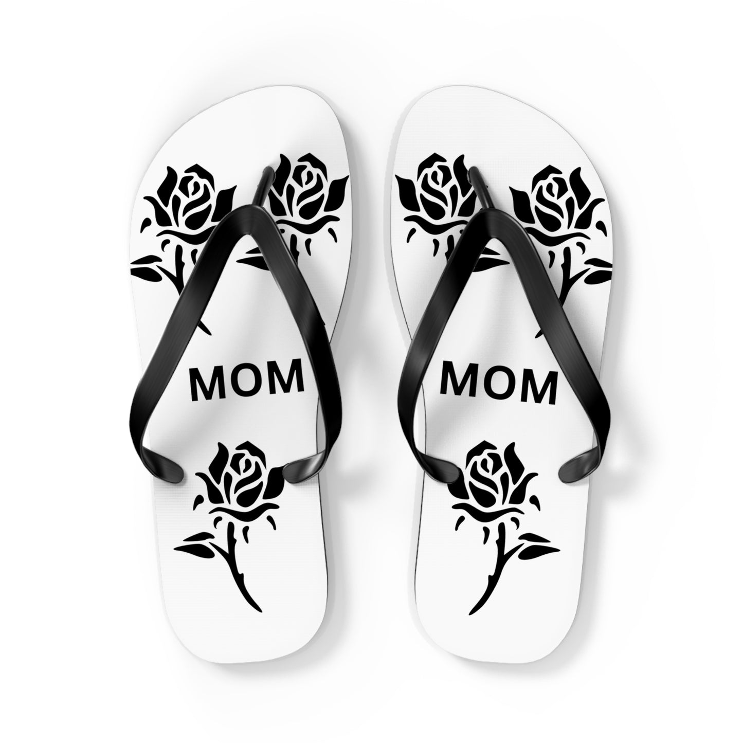 Custom Mom Flip Flops - Rose Design for Summer Comfort