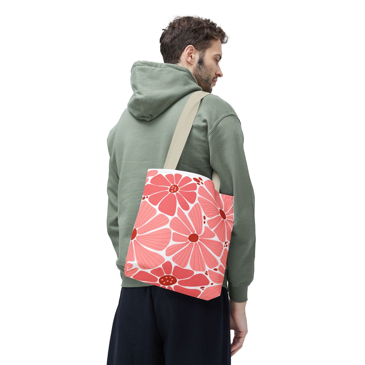 Floral Canvas Tote Bag - Pink Bloom Design