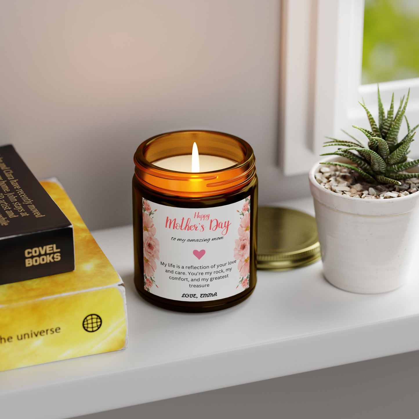 Personalized Mother's Day Scented Candles, Coconut Apricot Wax