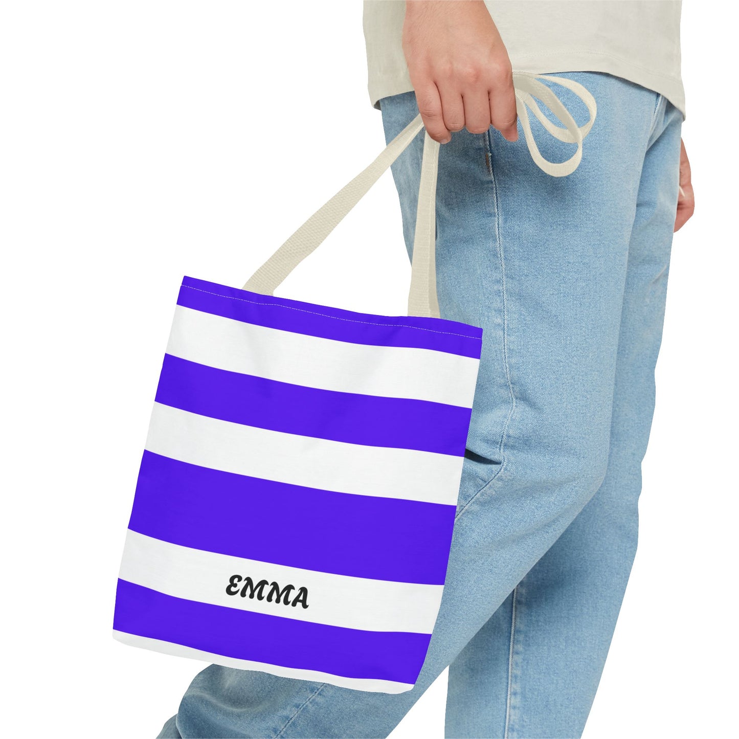 Personalized Striped Tote Bag - Custom Name Tote