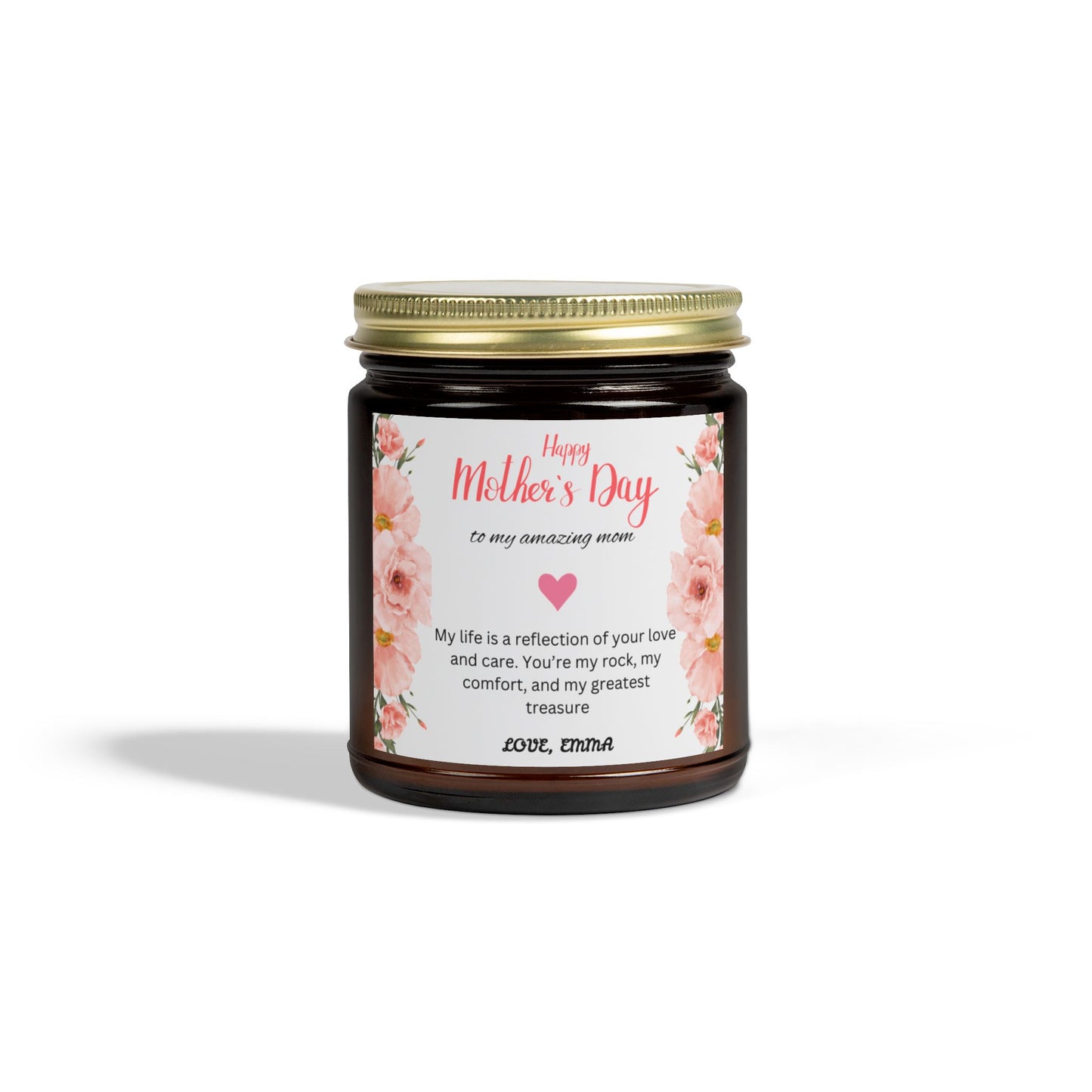 Personalized Mother's Day Scented Candles, Coconut Apricot Wax