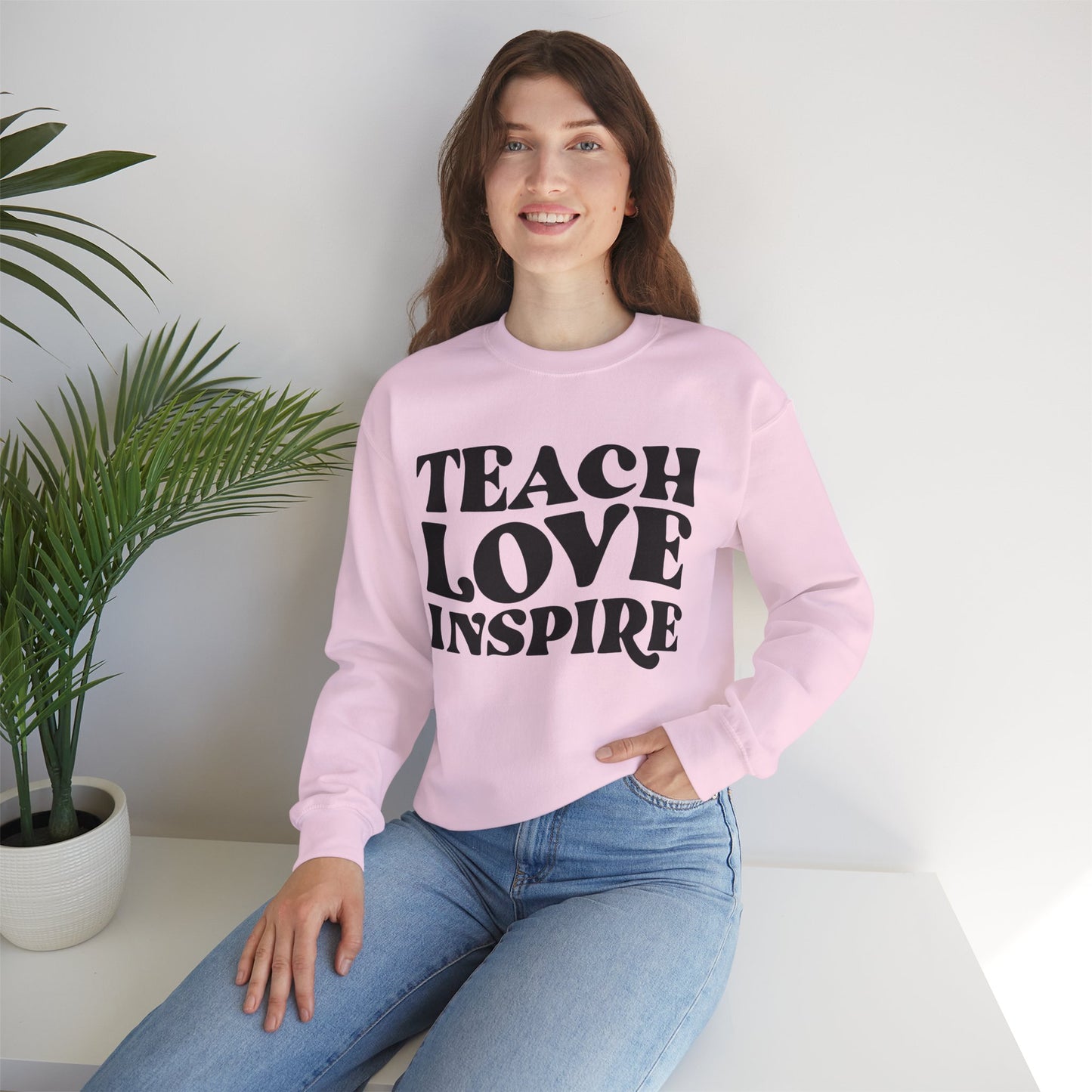 Teacher Sweatshirt - Teach Love Inspire Unisex Crewneck