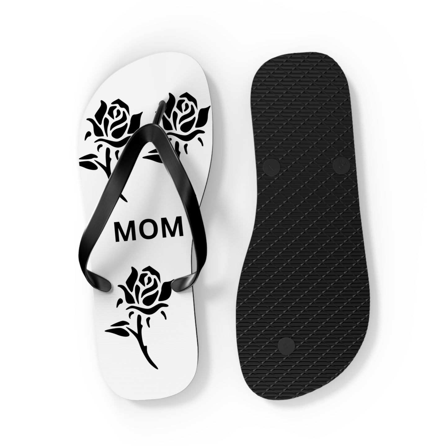 Custom Mom Flip Flops - Rose Design for Summer Comfort