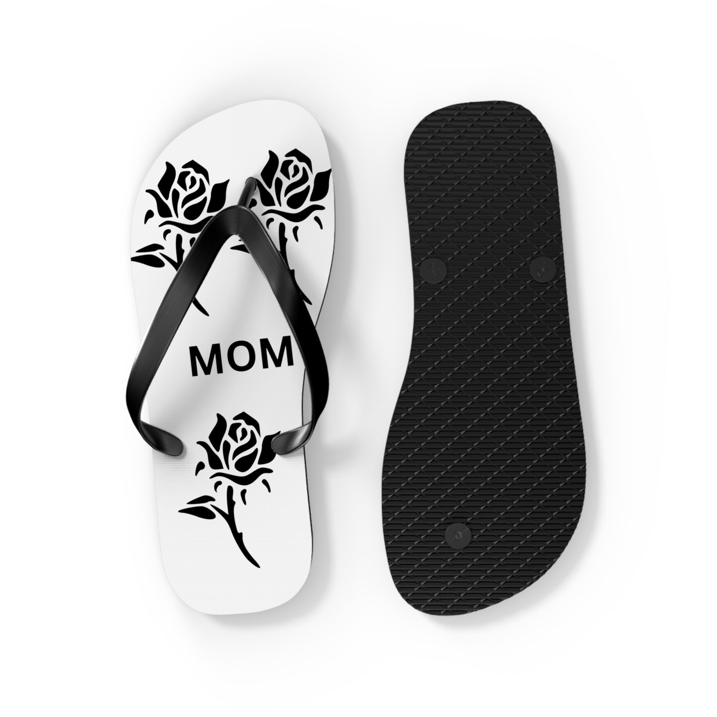 Custom Mom Flip Flops - Rose Design for Summer Comfort