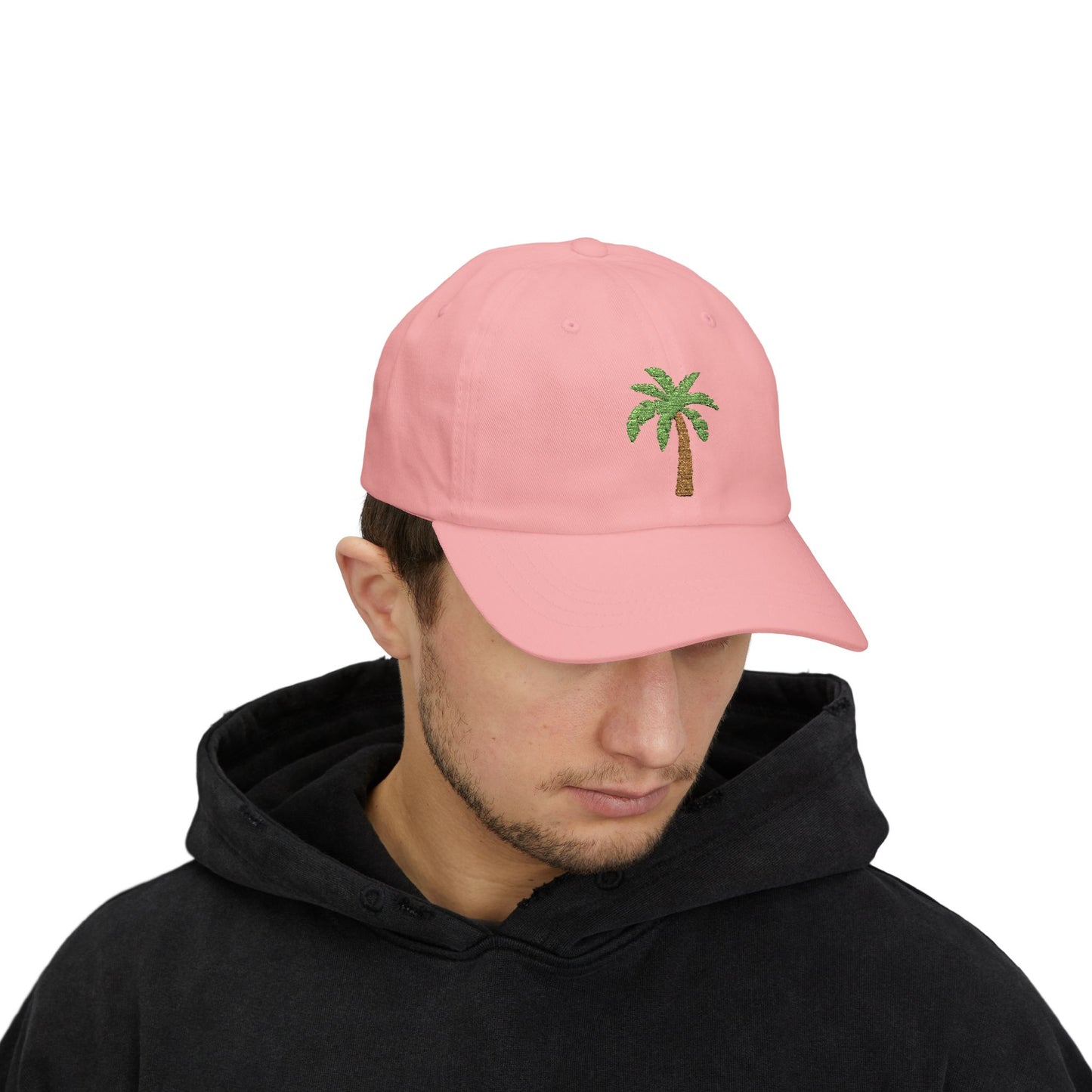 Classic White Cap with Palm Tree Embroidery