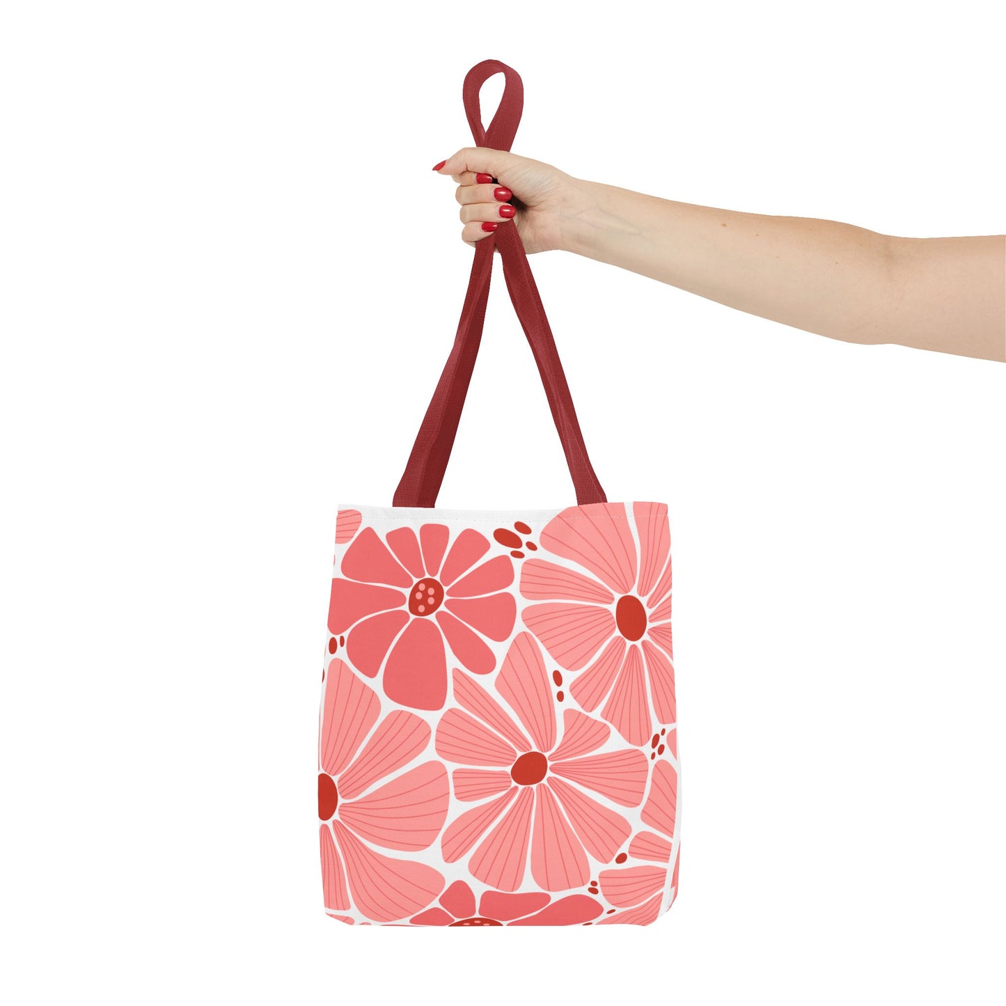Floral Canvas Tote Bag - Pink Bloom Design