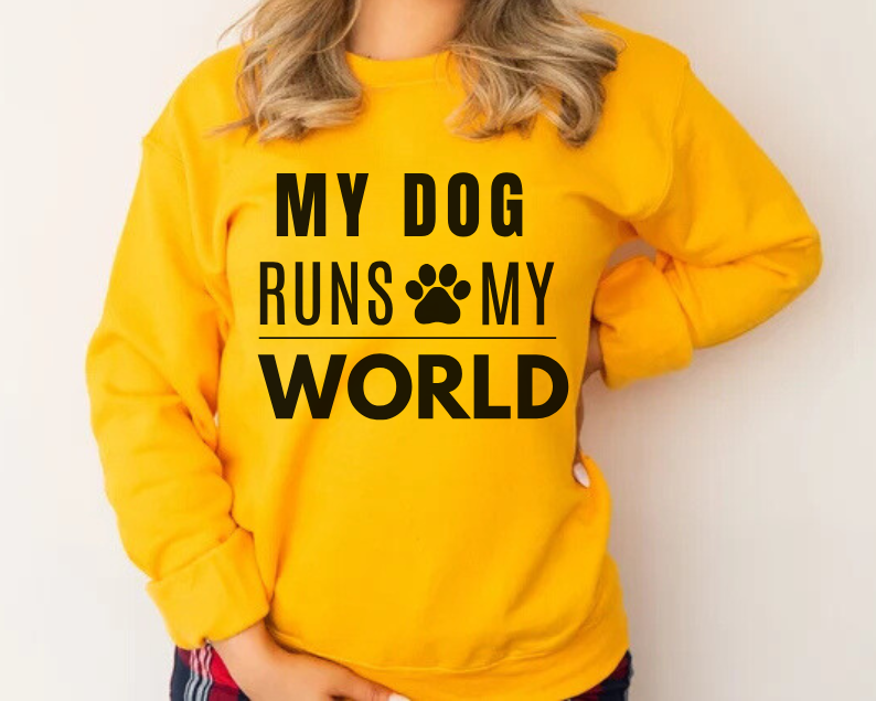 My Dog Runs My World Unisex Heavy Sweatshirt