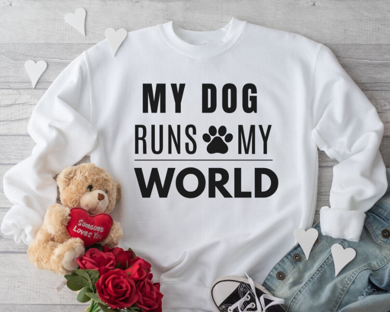 My Dog Runs My World Unisex Heavy Sweatshirt
