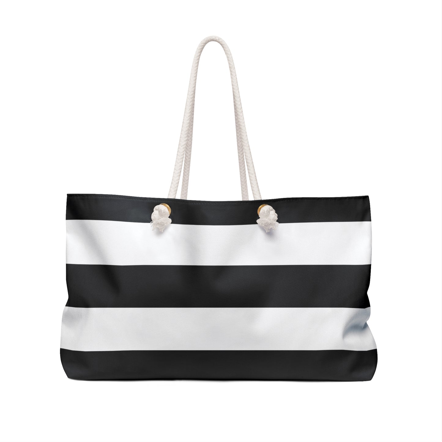 Personalized Black and White Stripe Weekender Bag