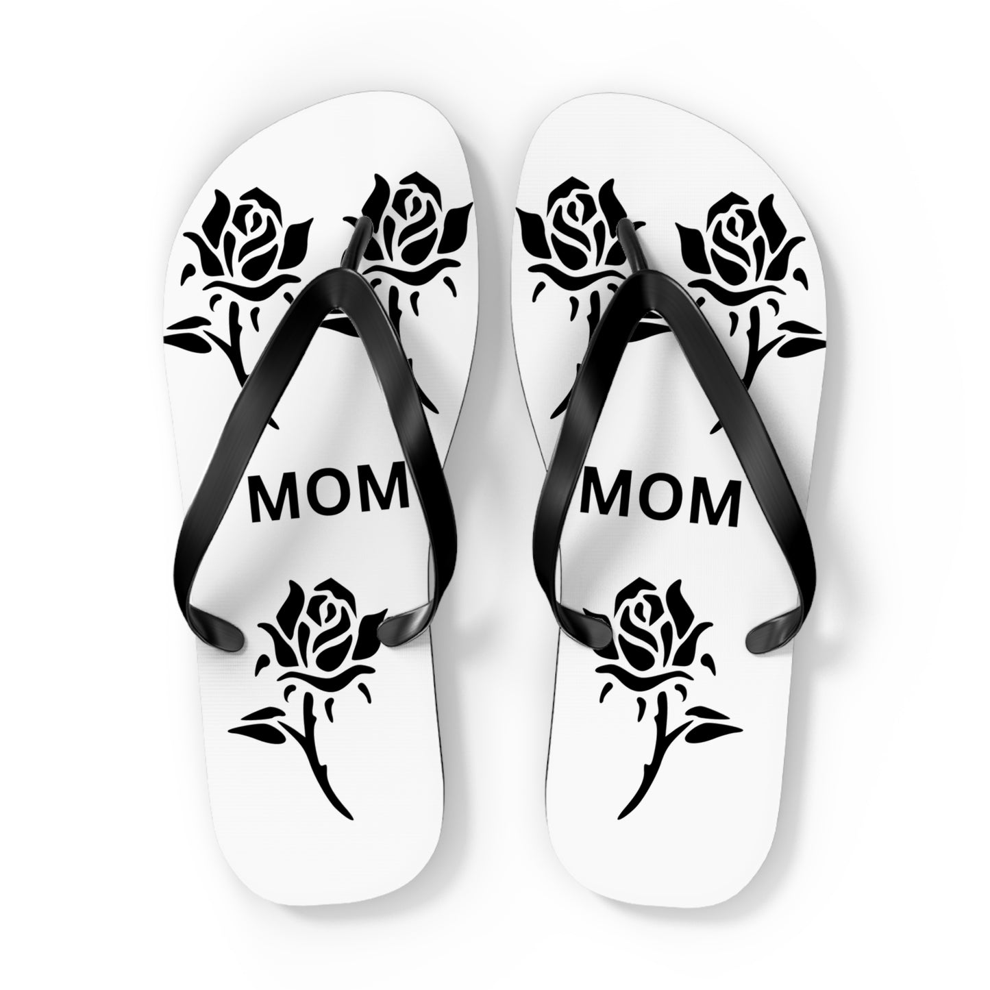 Custom Mom Flip Flops - Rose Design for Summer Comfort