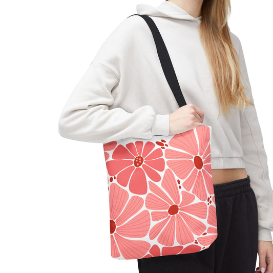 Floral Canvas Tote Bag - Pink Bloom Design
