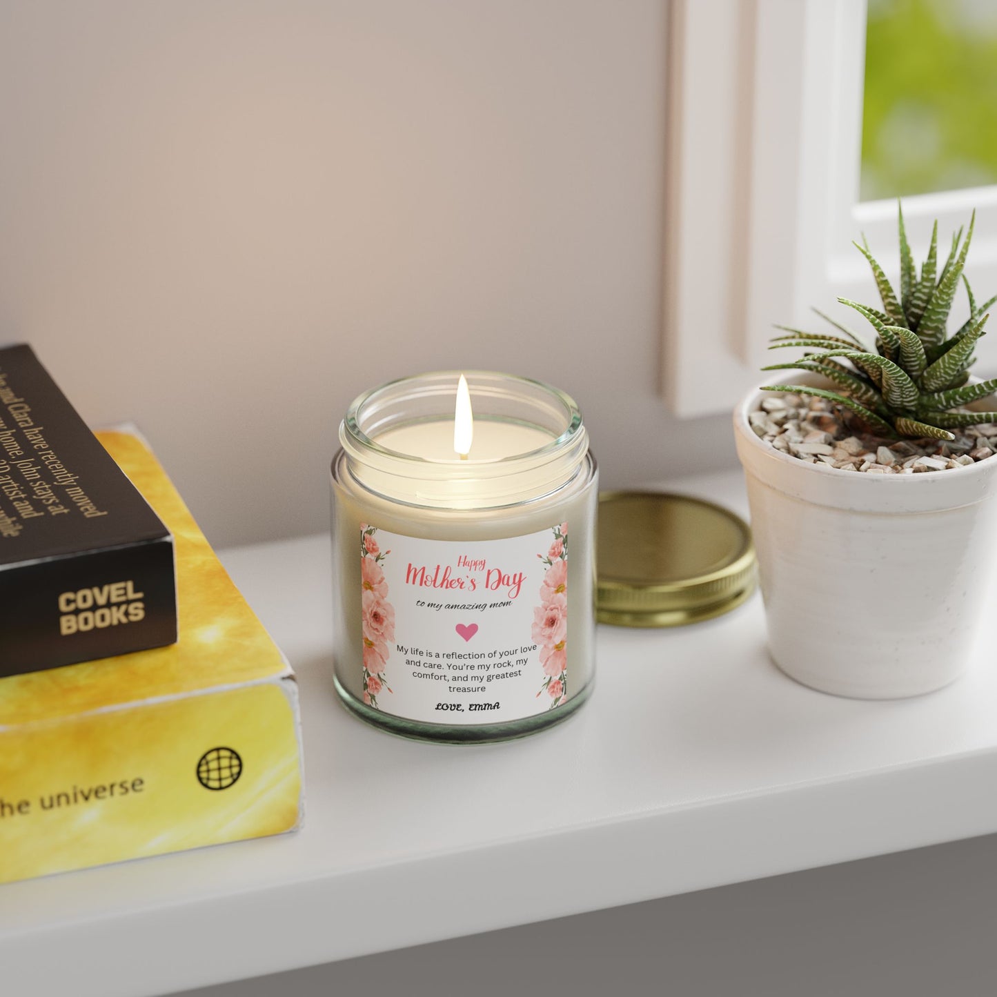 Personalized Mother's Day Scented Candles, Coconut Apricot Wax