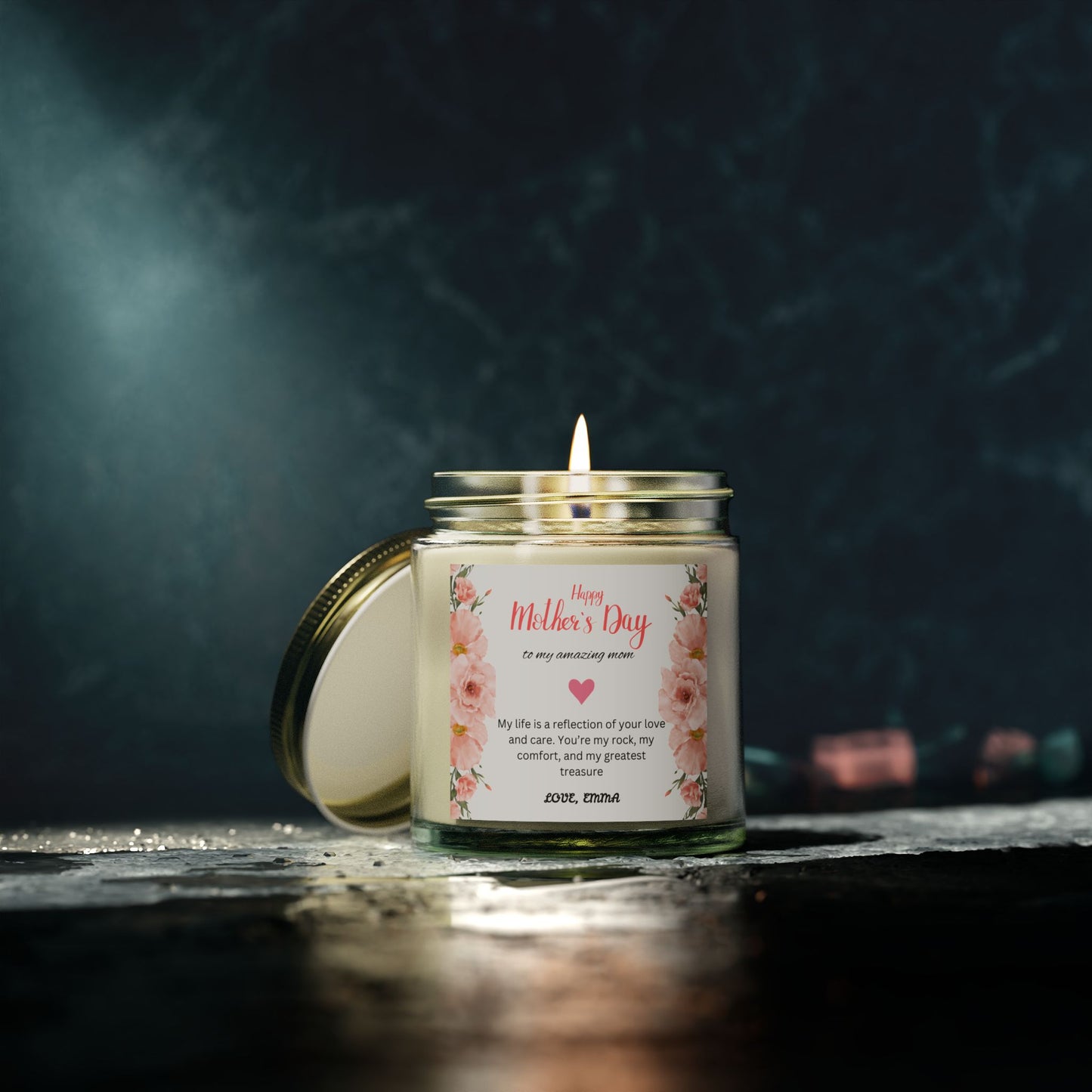 Personalized Mother's Day Scented Candles, Coconut Apricot Wax