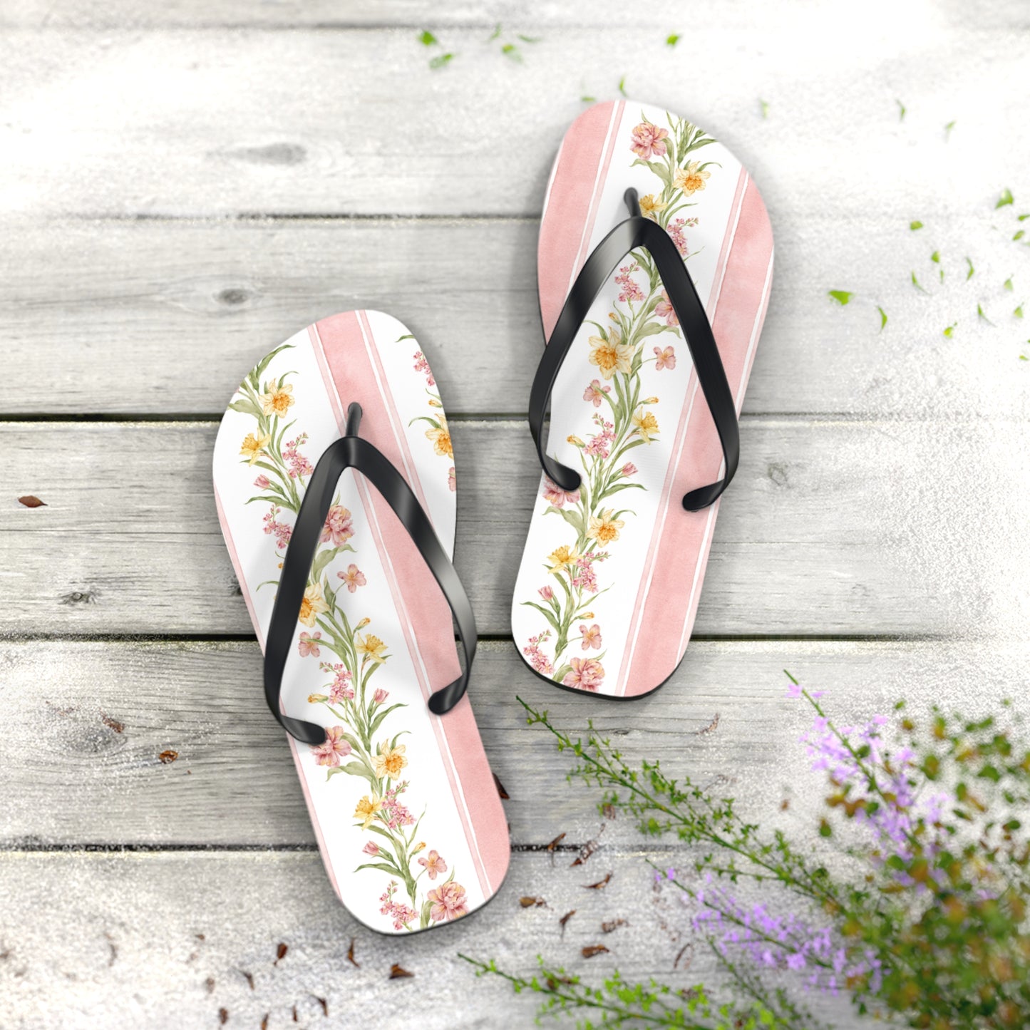 Floral Print Flip Flops - Summer Beach Sandals for Outdoor Relaxation