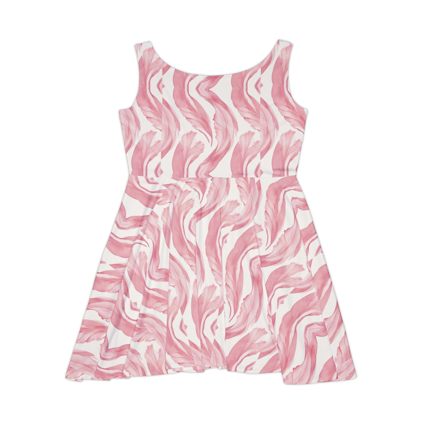 Stylish Women's Skater Dress with Pink Swirl Pattern