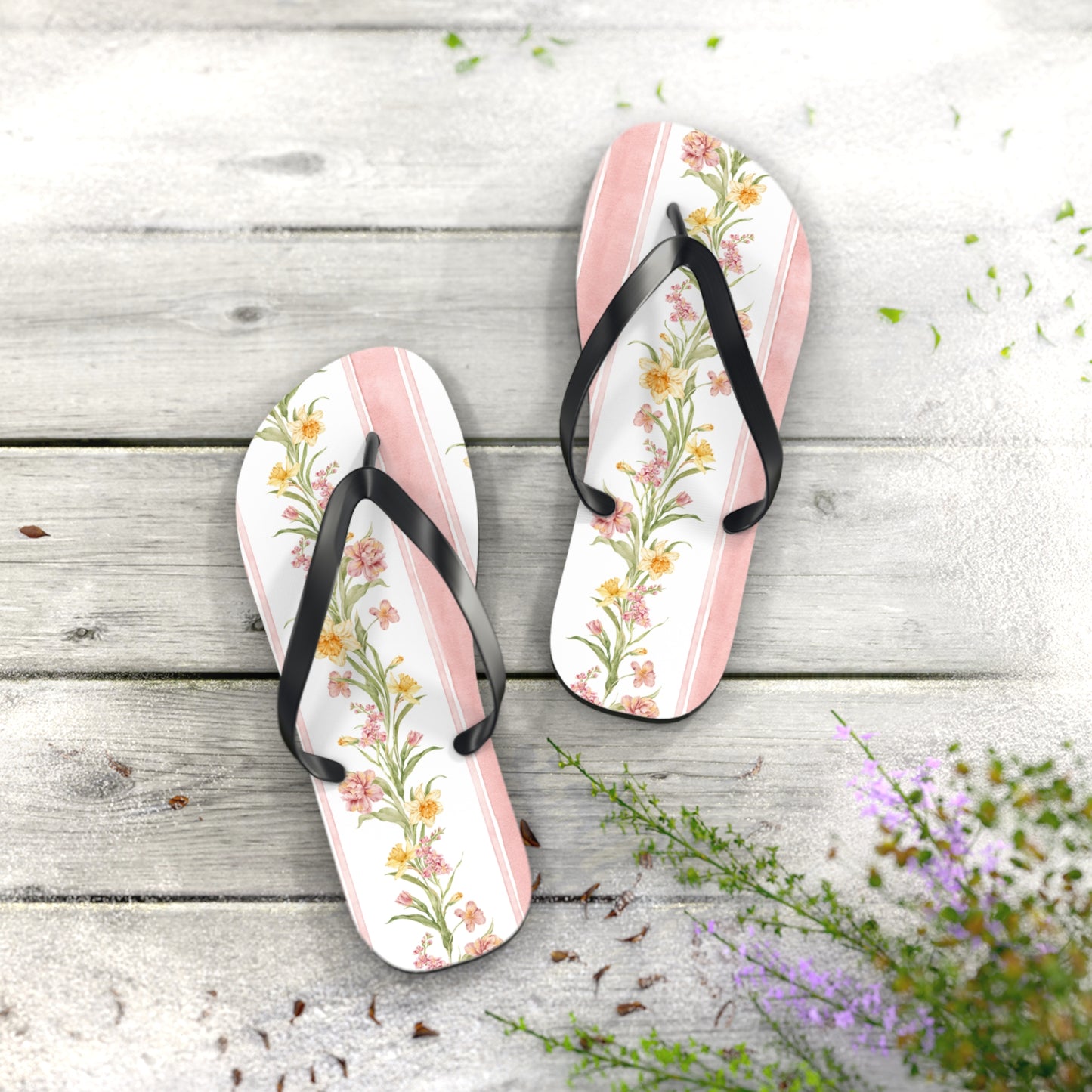 Floral Print Flip Flops - Summer Beach Sandals for Outdoor Relaxation